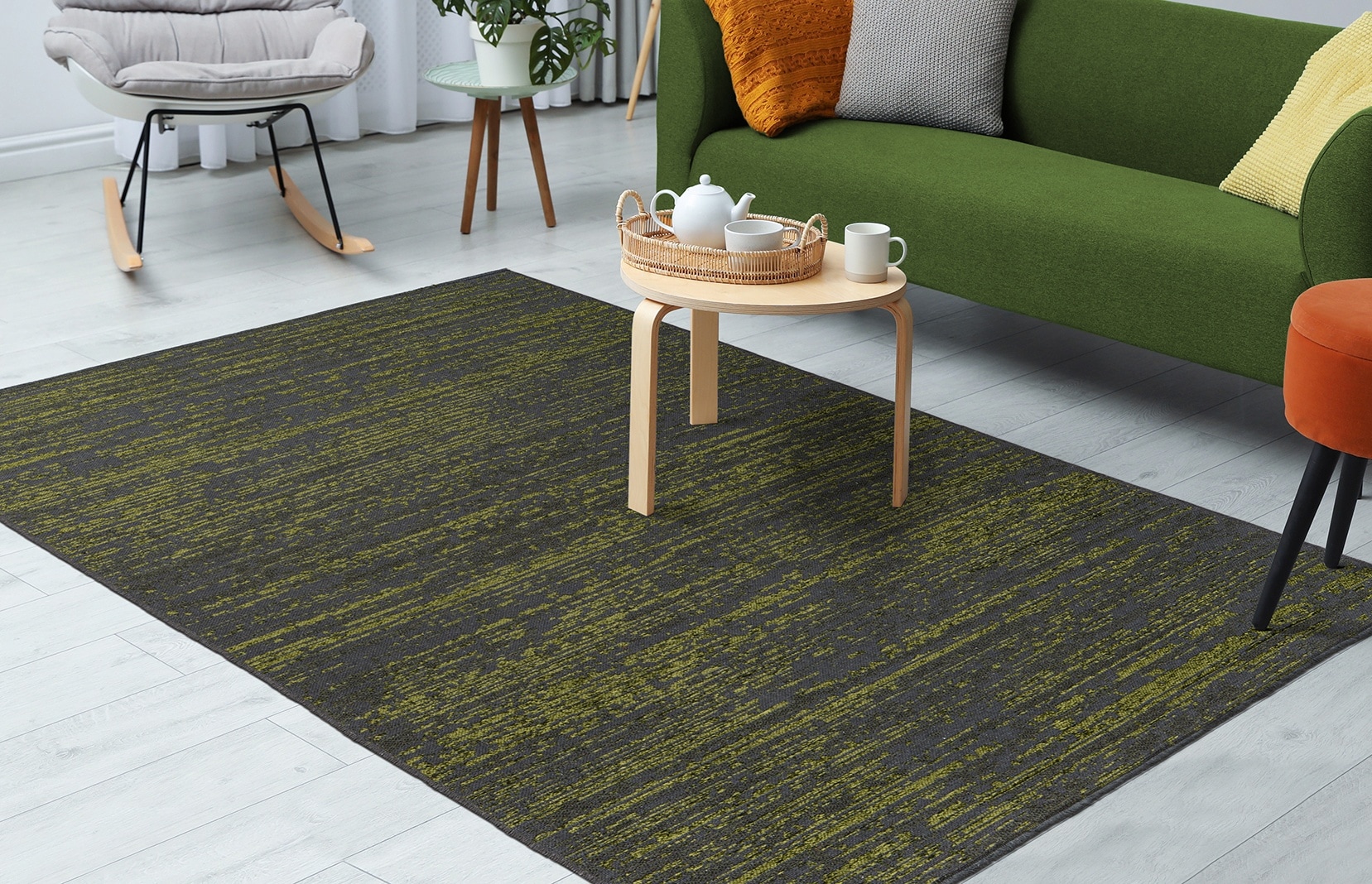 Kayoom Teppich "Kalea 125" rechteckig 8 mm Höhe Flachgewebeteppich mit Relief-Design, Used-Look, moderne Farben