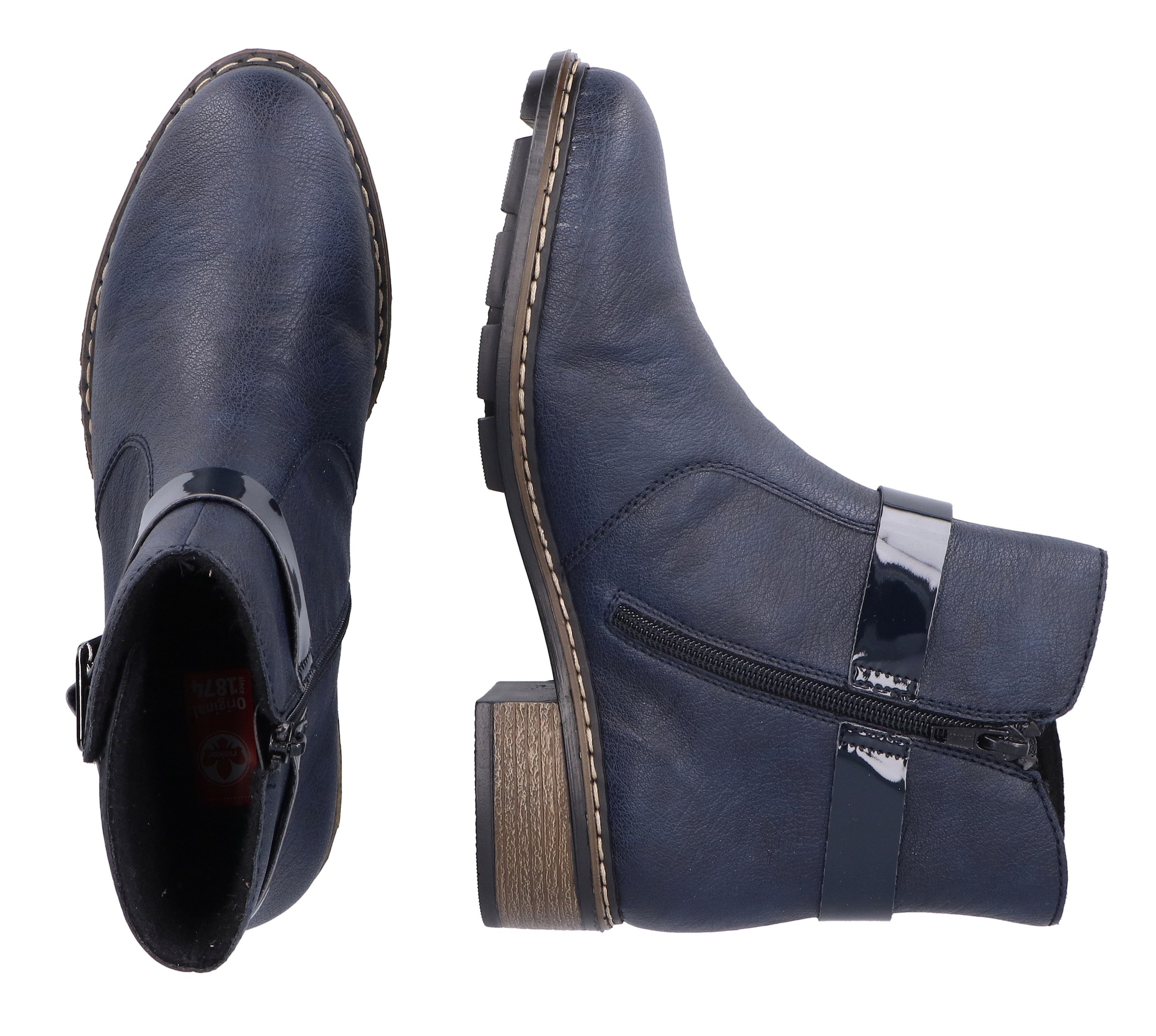 Rieker Stiefelette, mit Zierriemchen aus Lackmaterial