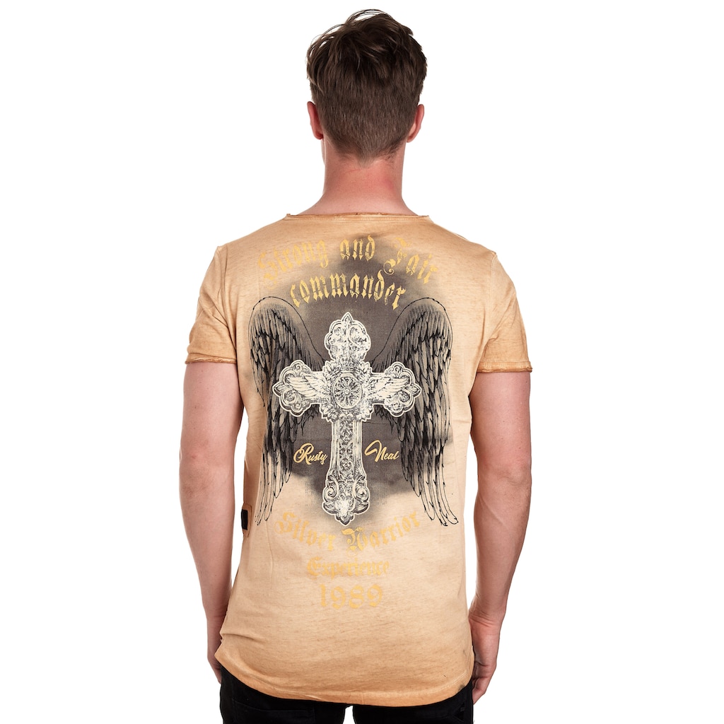 Rusty Neal T-Shirt, mit modischer Knopfleiste