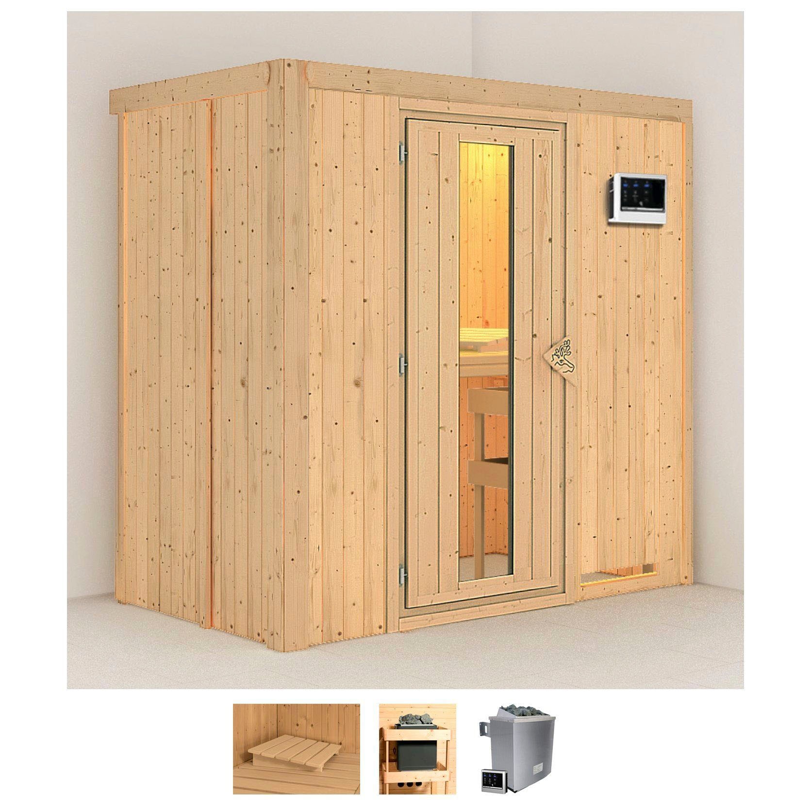 Karibu Sauna "Vada" Set, Ofen 9 KW externe Strg easy