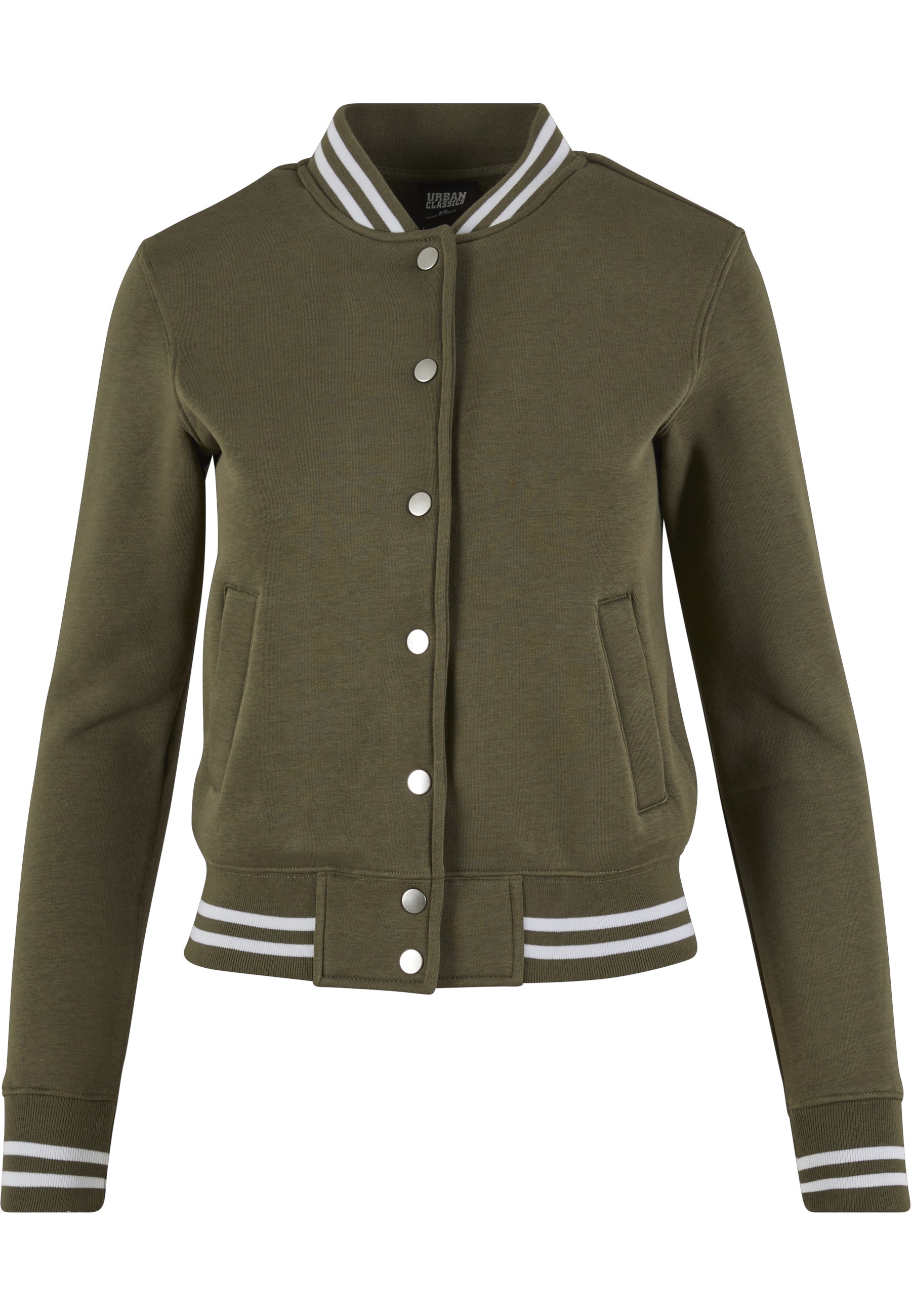 URBAN CLASSICS Fleecejacke "Urban Classics Damen Ladies College Sweat Jacket" 1 Stk. tlg. ohne Kapuze