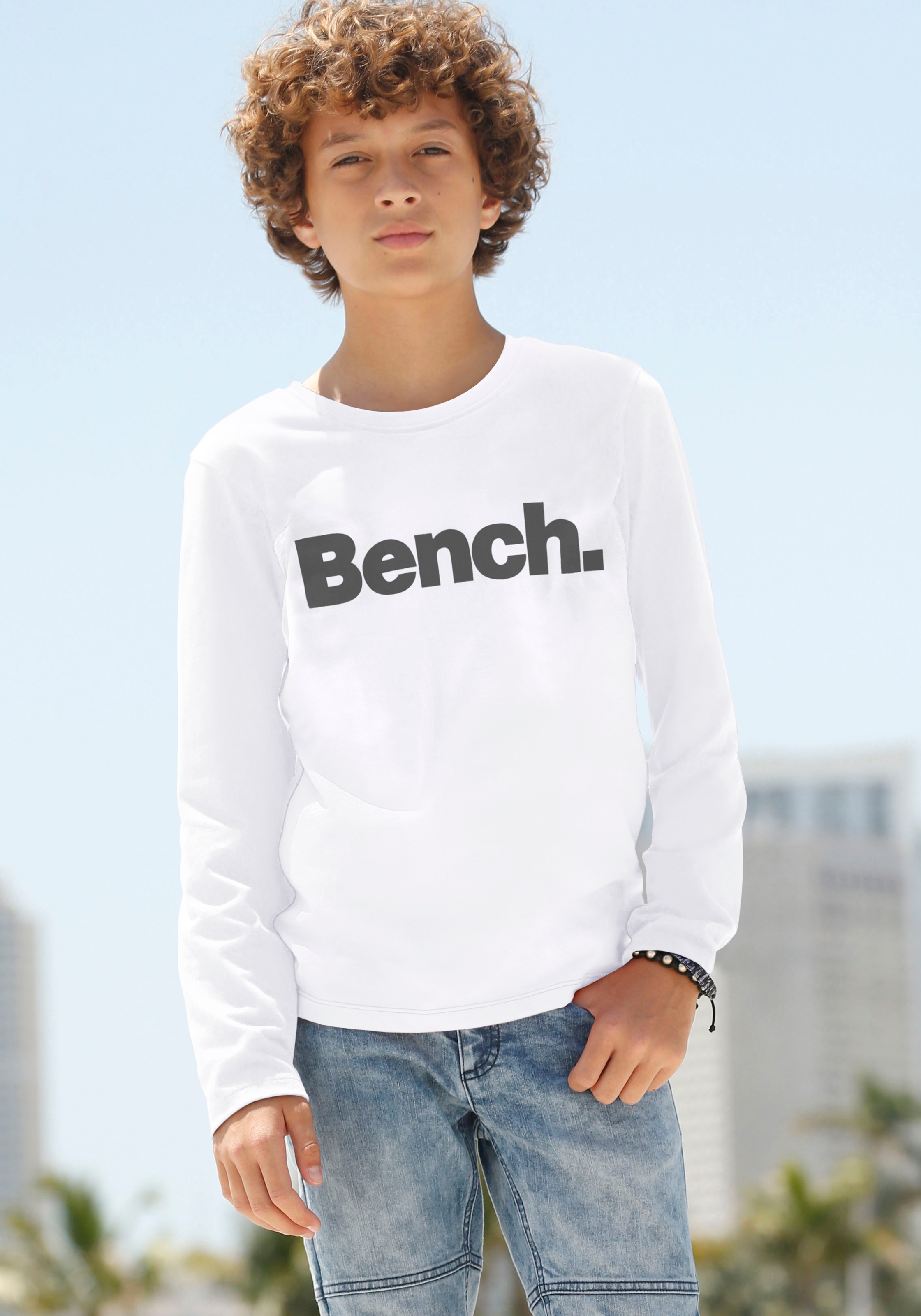 Druck mit | »Basic«, in Langarmshirt Kontrastfarbe BAUR Bench. online kaufen