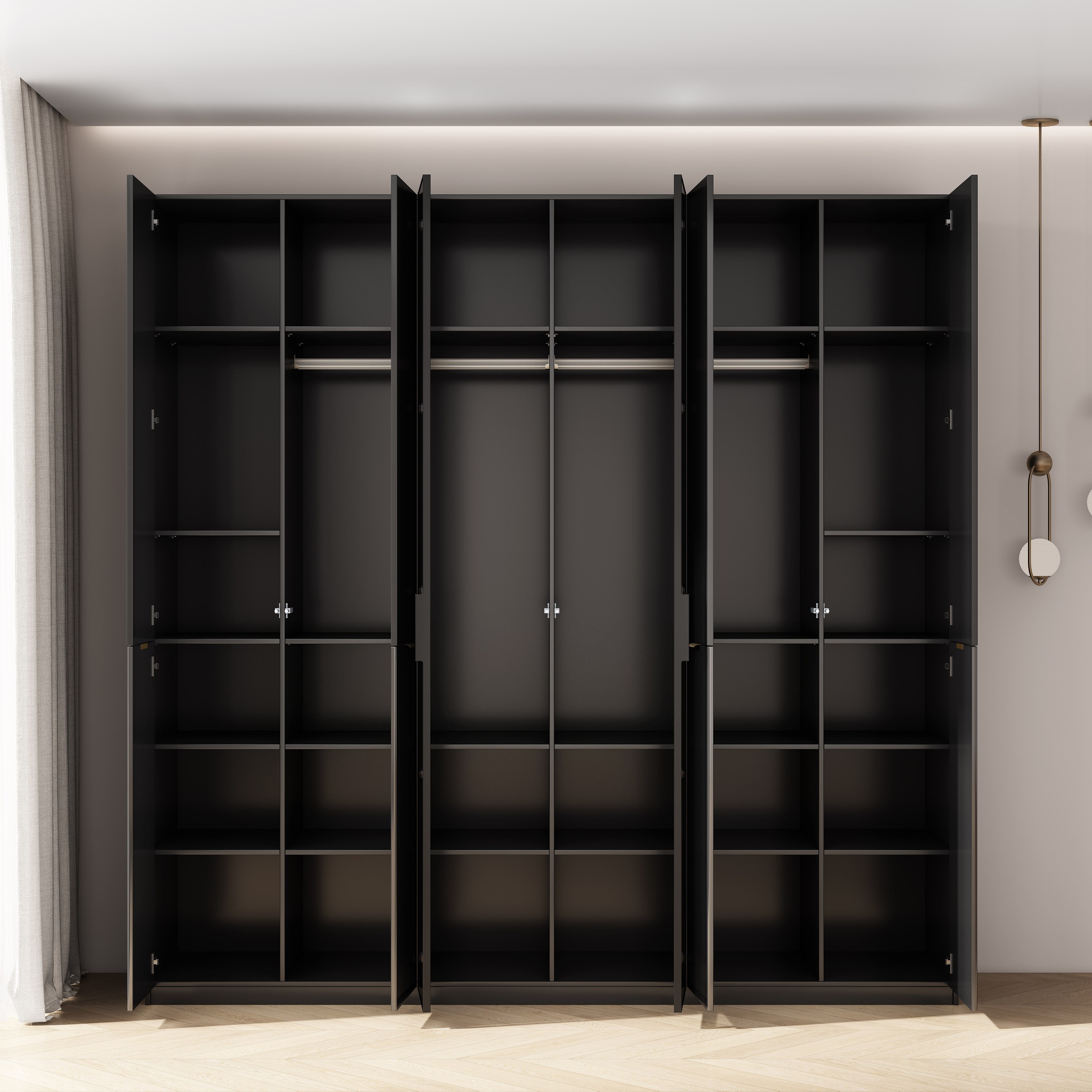 OTTO home Kleiderschrank »Jorella Schlafzimmerschrank Garderobe mit Softclose Türen Glastüren« eleganter Schlafzimmerschrank Rillendesign Trend Breite 241cm Grauglas