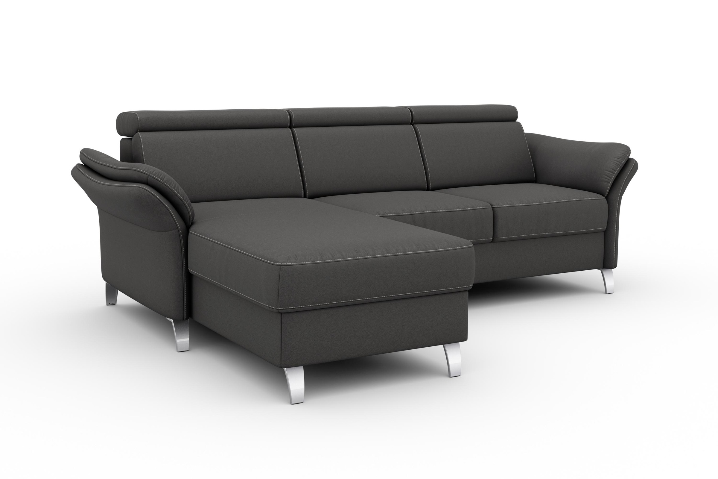 sit&more Ecksofa »Vincenzo L-Form«, inklusive Kopfteilverstellung, wahlweise mit Bettfunktion, Bettkasten