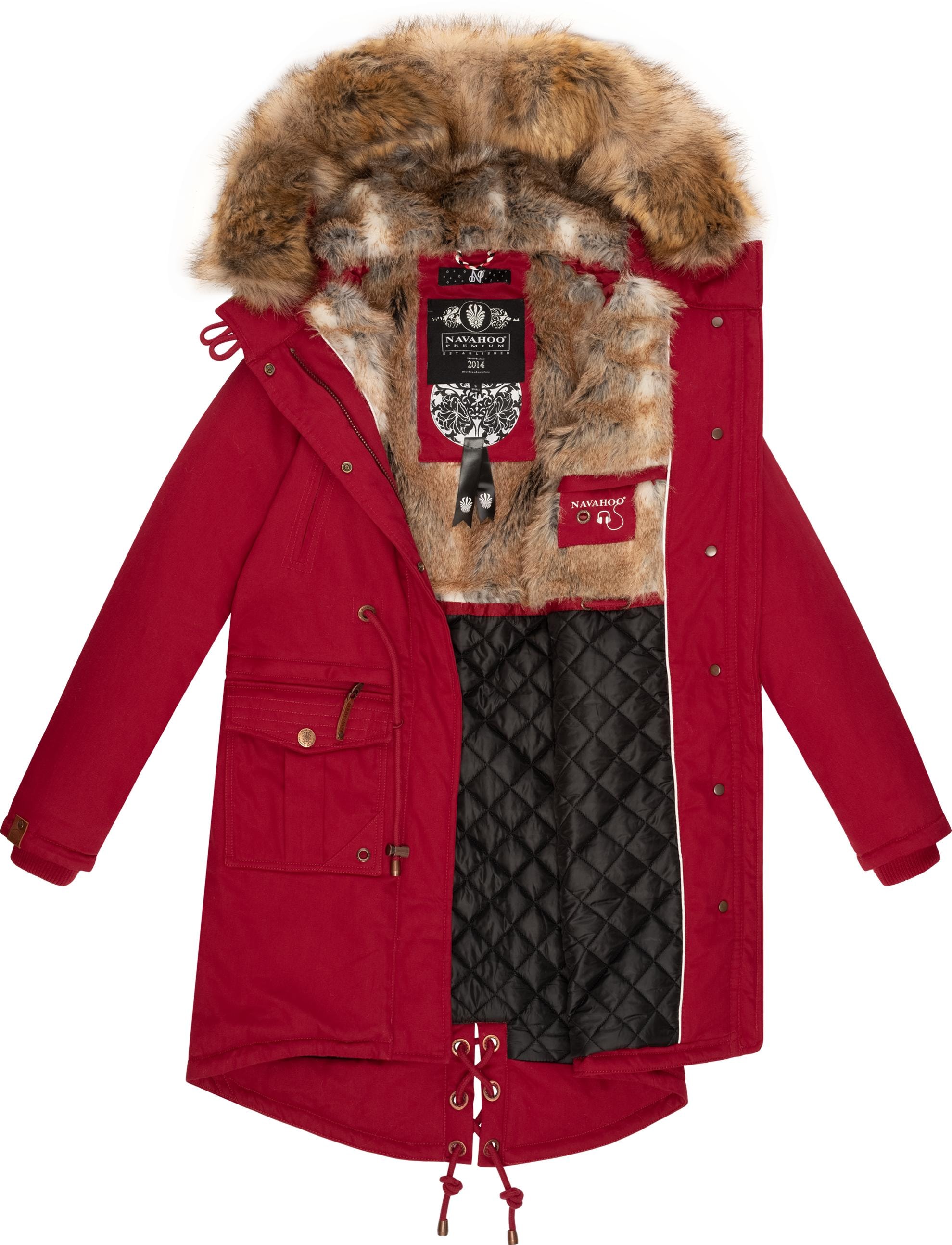 Navahoo Wintermantel »Rosinchen«, stylischer Damen Winter Baumwollparka mit Kunstfell