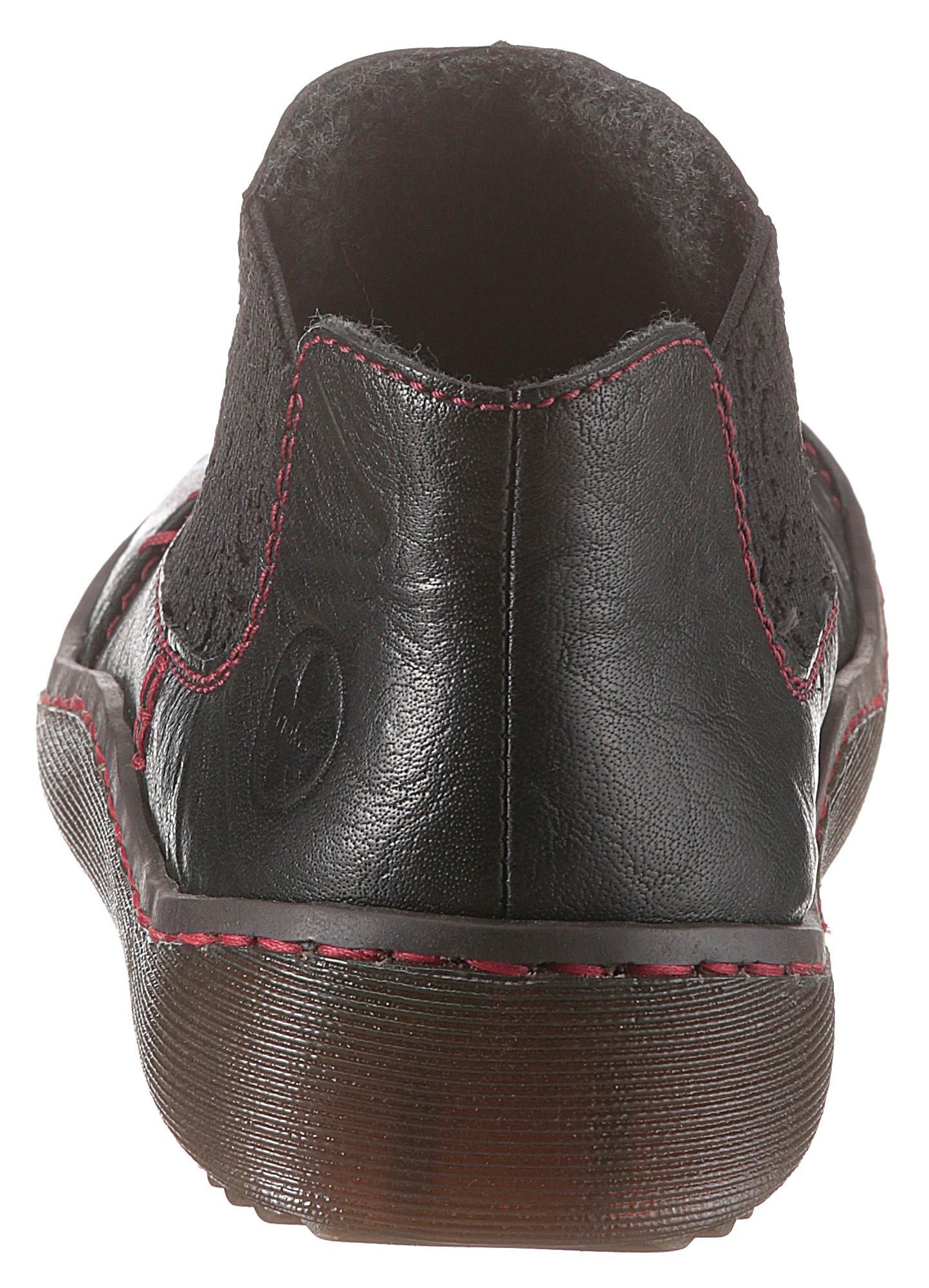 Rieker Chelseaboots, Stiefelette, Boots, Schlupfschuh mit gemustertem Stretcheinsatz