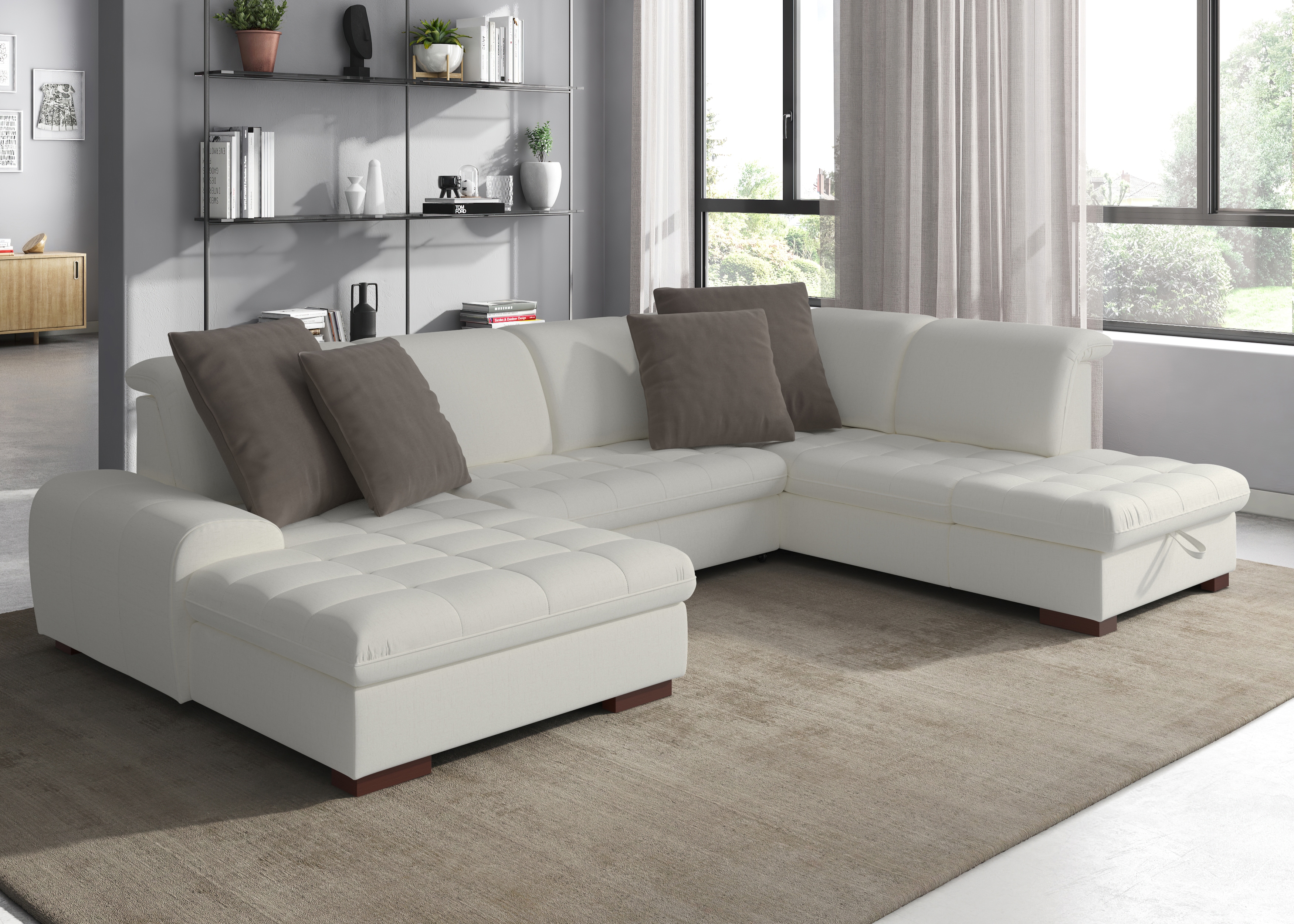 sit&more Wohnlandschaft "Luxor U-Form" wahlweise mit Schlaffunktion, Bettkasten und Kopfteilverstellung