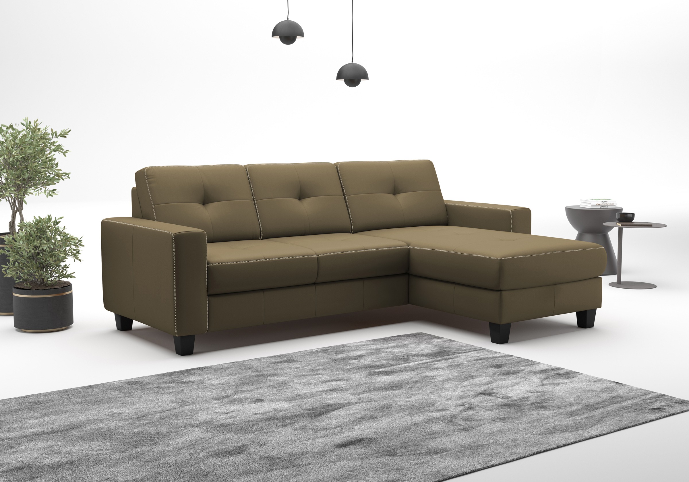 Ecksofa HOME AFFAIRE "Varese", olive, B:239cm H:91cm T:164cm, Sofas, Ecksofa, wahlweise mit Bettfunktion und Bettkasten 7