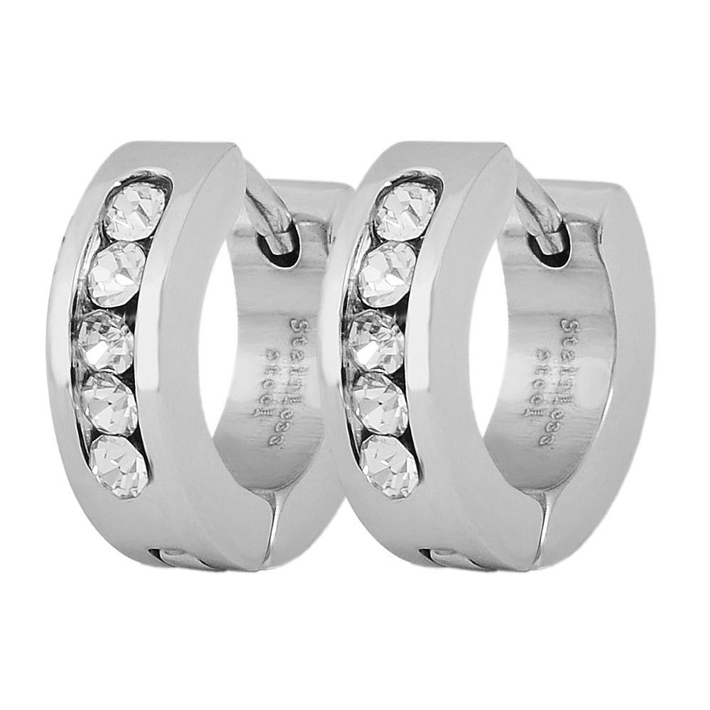 Adelia´s Klappcreolen »Damen Ohrringe – Klappcreole aus Edelstahl mit Strass Steinchen« Ideal als Geschenk zum Jubiläum