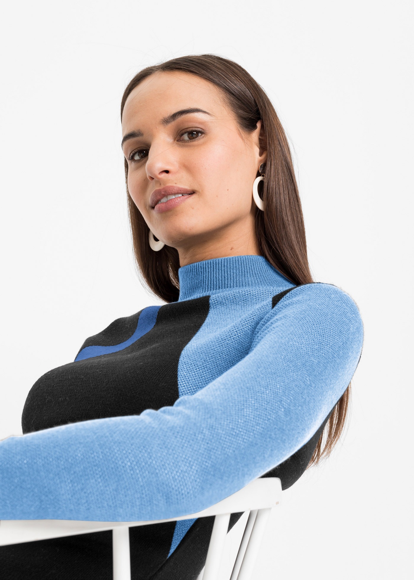 Thumbnail - bonprix Strickkleid Jacquard-Strickkleid mit modernen Streifen