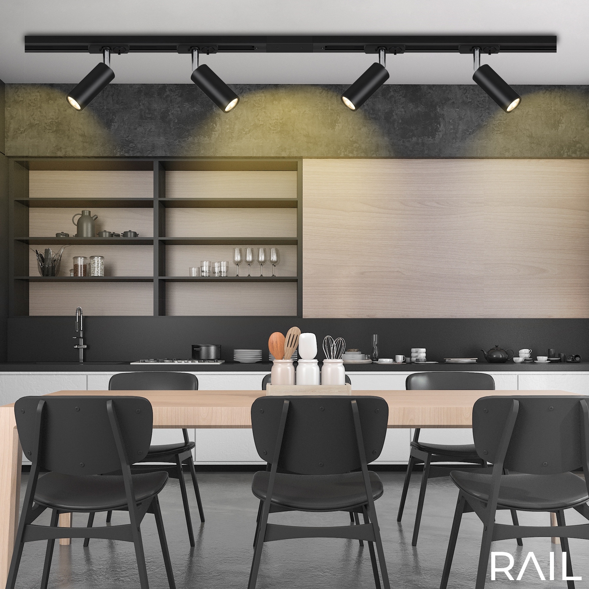 Briloner Leuchten Schienensystem-Sets »RAIL« LED-Board 7 Stk. Schienensystem Rail 1,5 m Schwarz 4,5W Decke Wohnzimmer Büro Küche