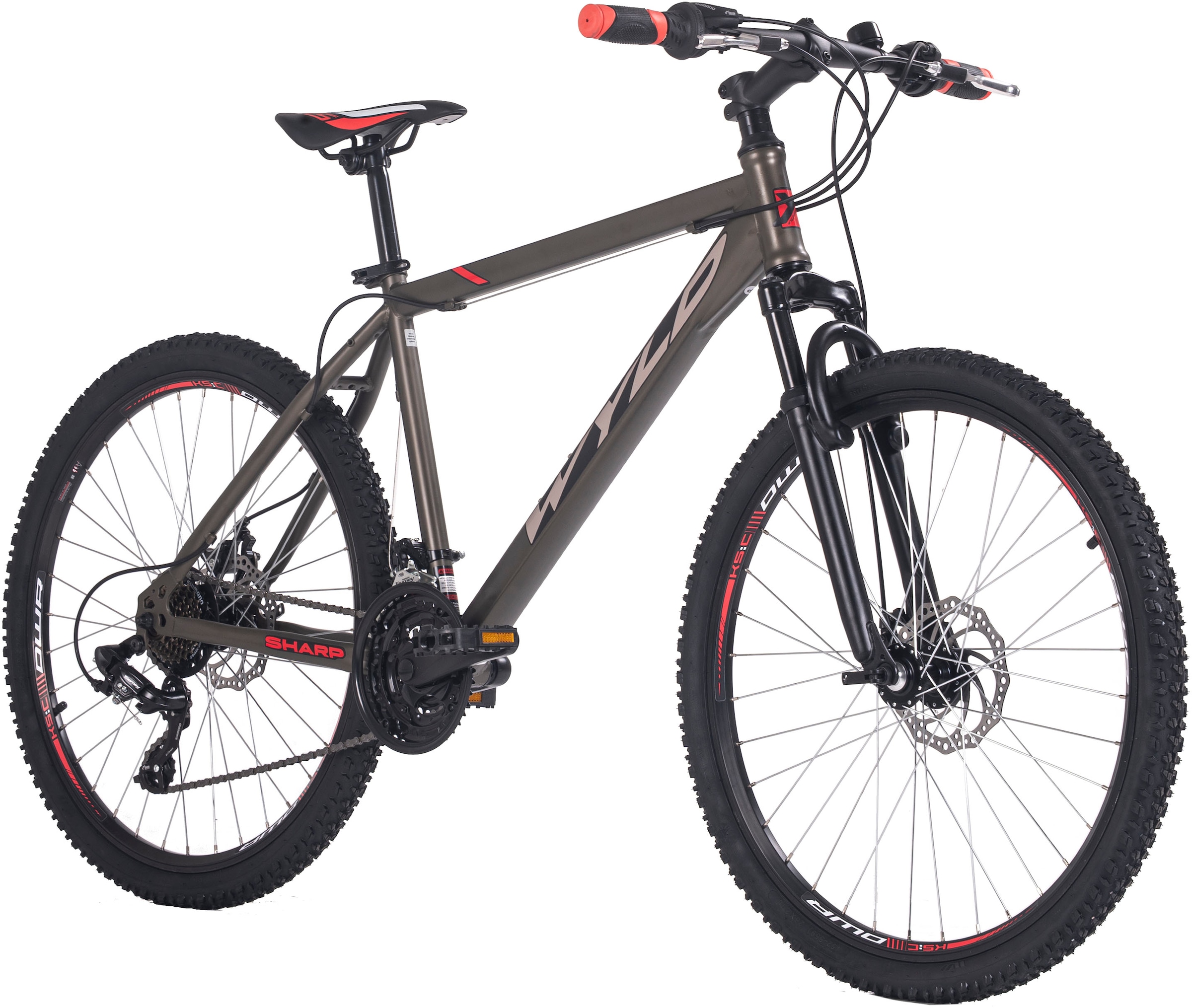 WYLD Mountainbike »Mountainbike Hardtail 26'' Sharp Anthrazit-Rot 21 Gänge«, 21 Gang, Shimano, Tourney Schaltwerk, Kettenschaltung