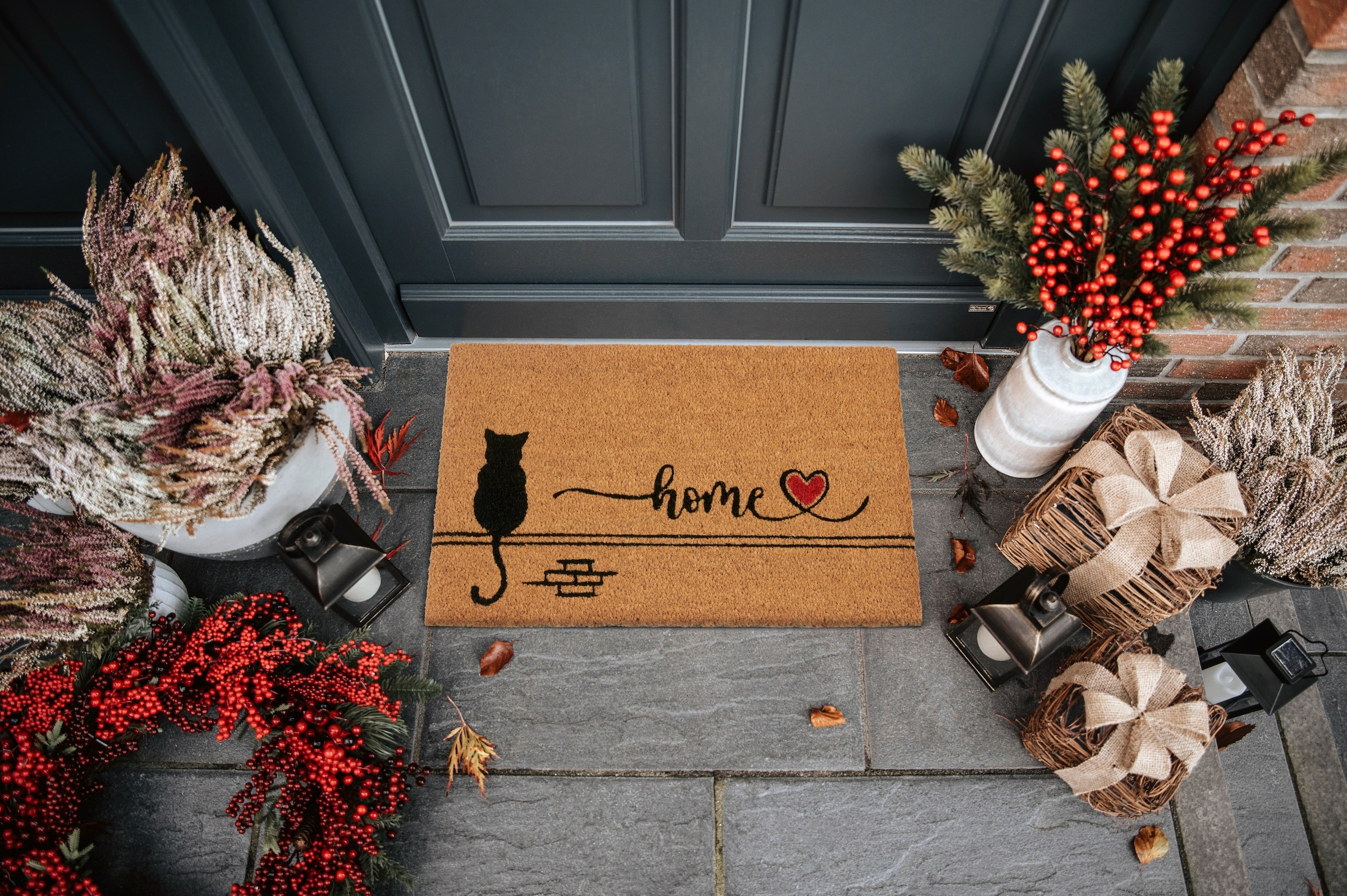 HANSE Home Fußmatte »Kokos Cat Home, Türmatte«, rechteckig, 15 mm Höhe, Schmutzfangmatte, Rutschfest, Outdoor, Innen, Außen, Kokosmatte, Flur