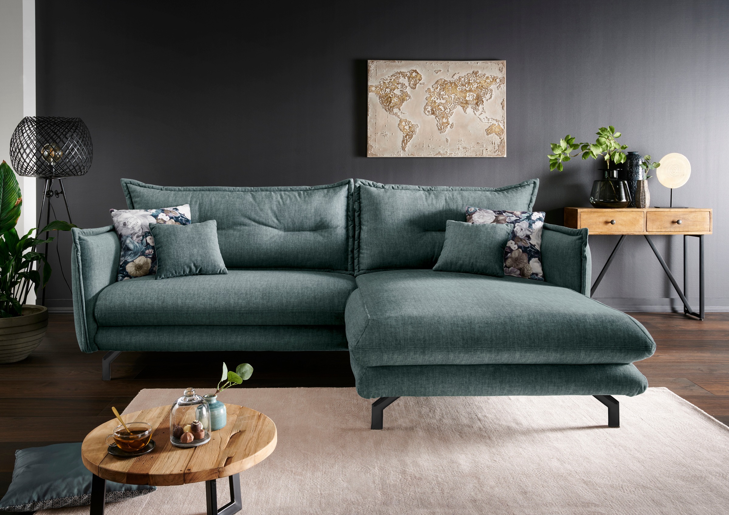 Home affaire Ecksofa "Lava modern & bequem, Breite 255cm, tolle Detailverarbeitung" Armlehnen verstellbar