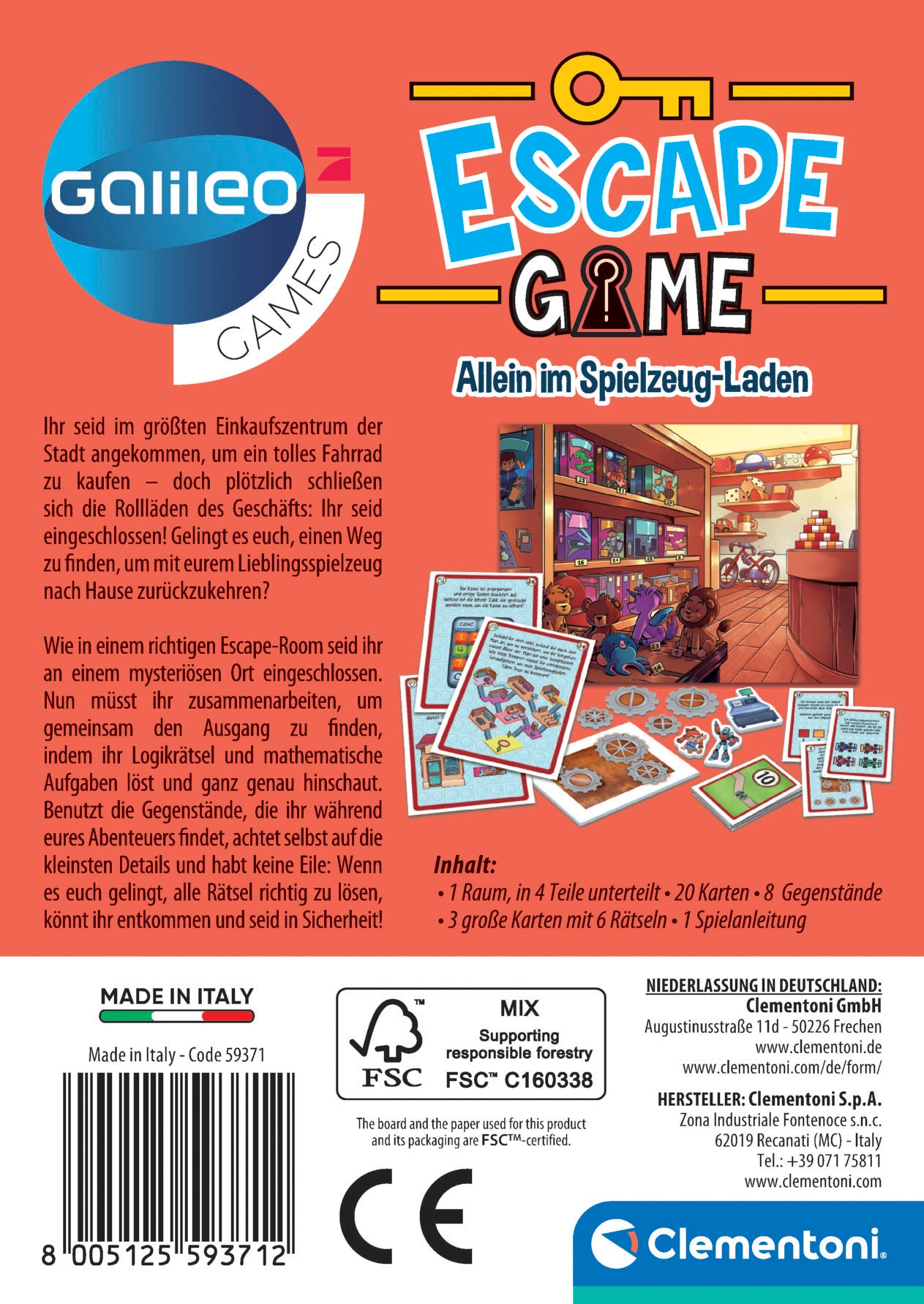 Clementoni® Spiel »Galileo Games, Escape Games, Allein im Spielzeug-Laden«, Made in Europe; FSC® - schützt Wald - weltweit