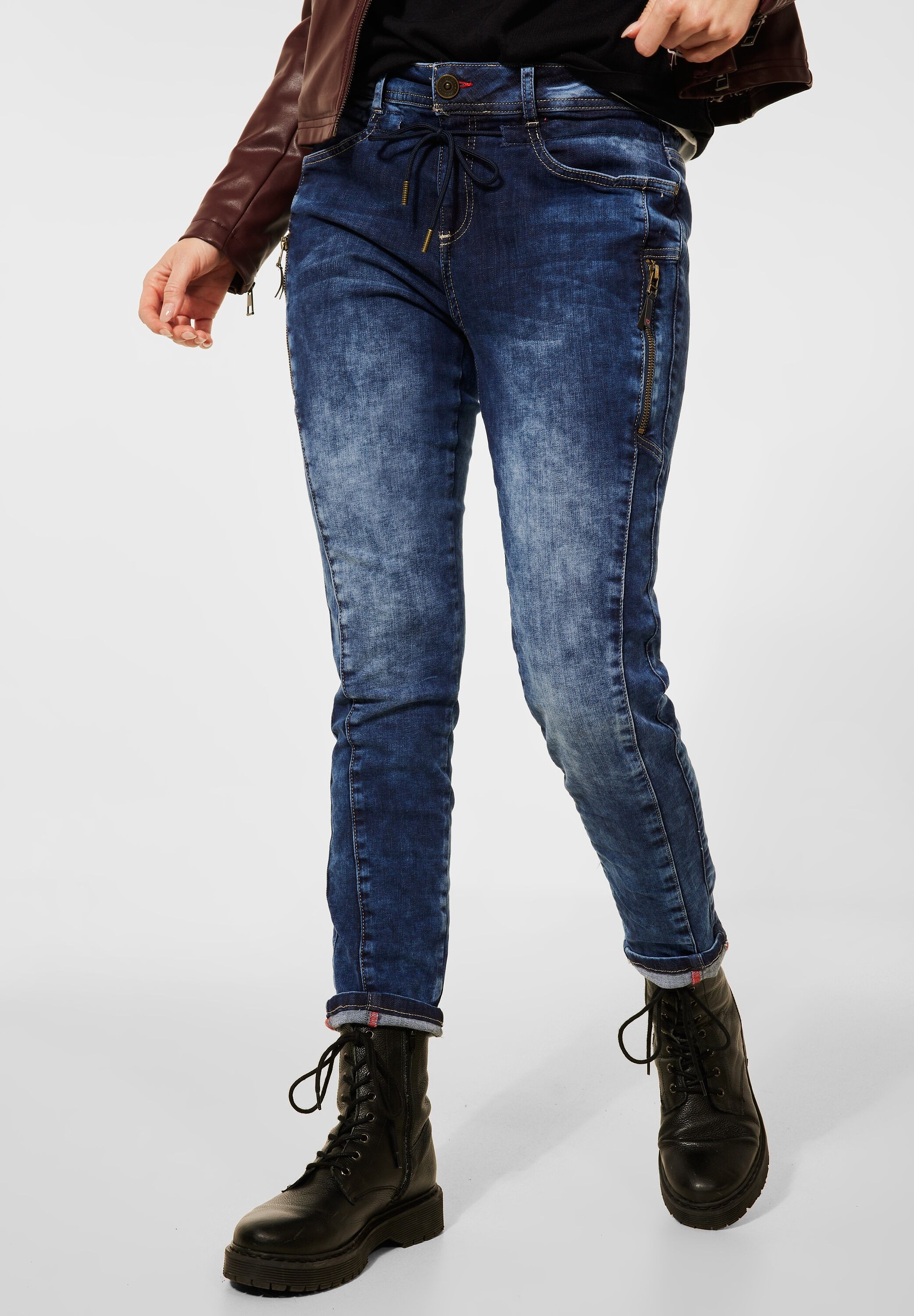 STREET ONE Loose-fit-Jeans, mit Zipper-Detail
