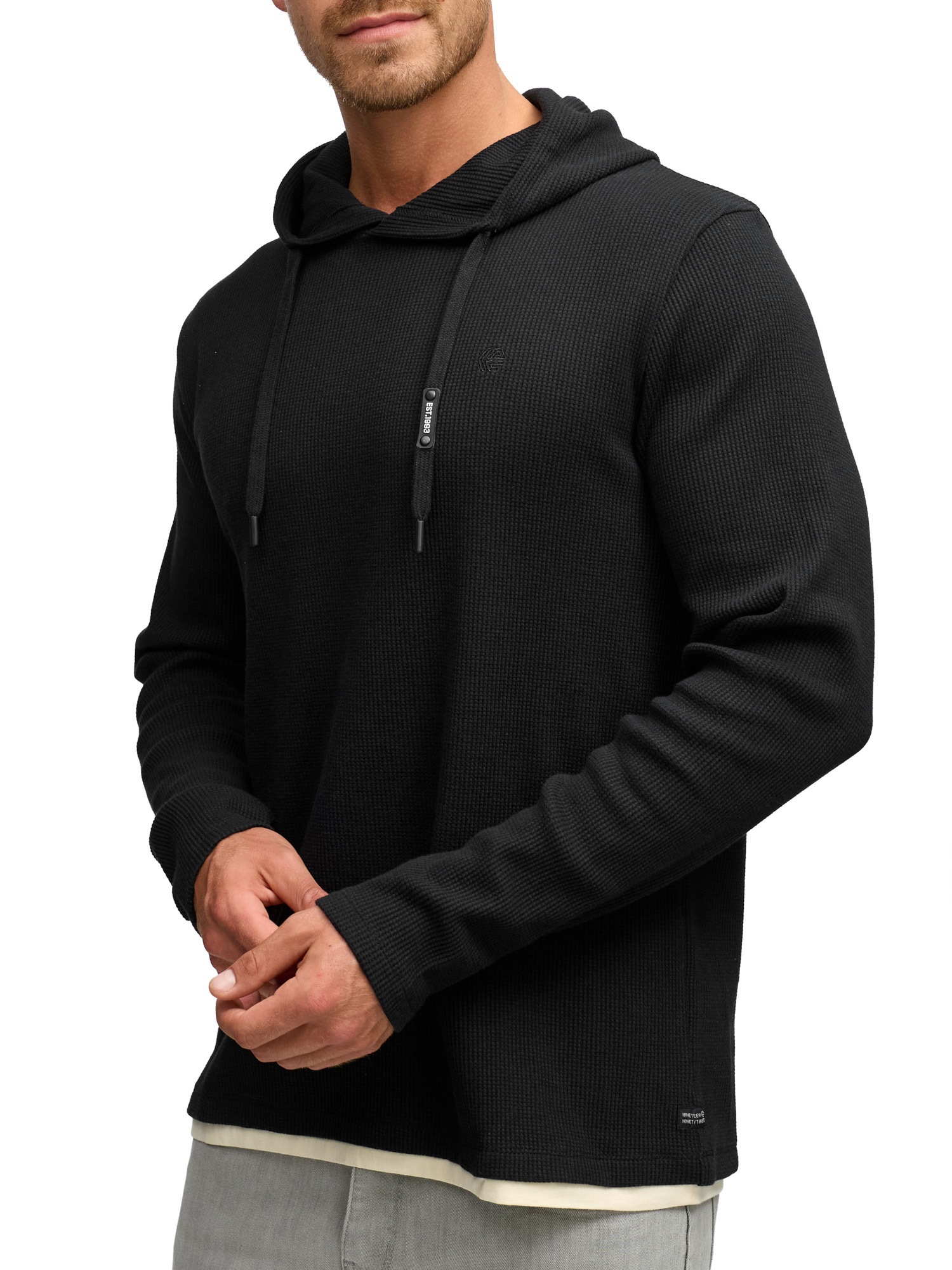 Kapuzenshirt INDICODE "INMarto", Herren, Gr. S, schwarz, Single Jersey, Obermaterial: 60% Baumwolle, 40% Polyester, unifarben, regular fit hüftlang, Rundhals, Shirts Kapuzenshirt 3