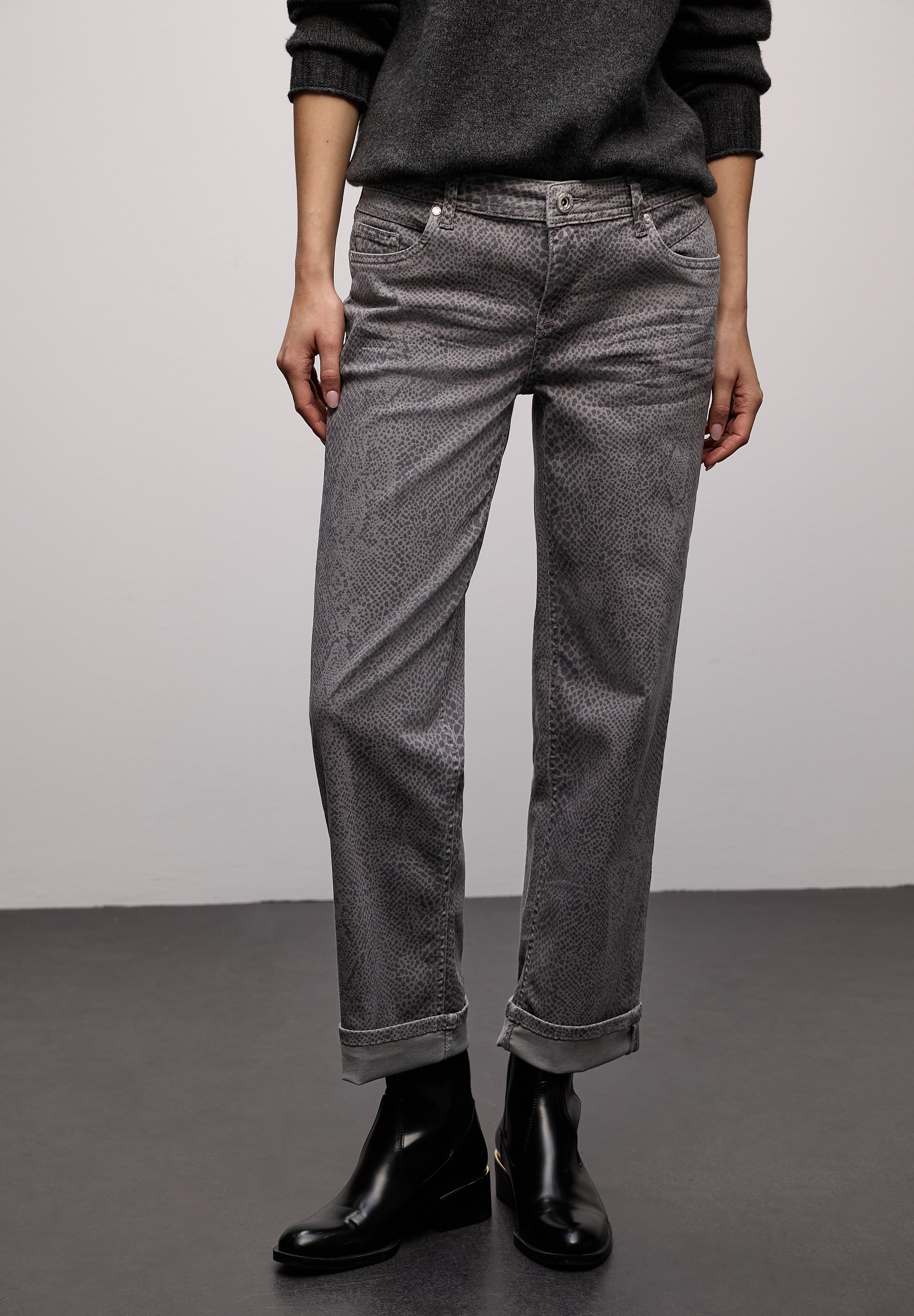 STREET ONE 5-Pocket-Jeans Graue Waschung, trendiger Snake Print günstig online kaufen