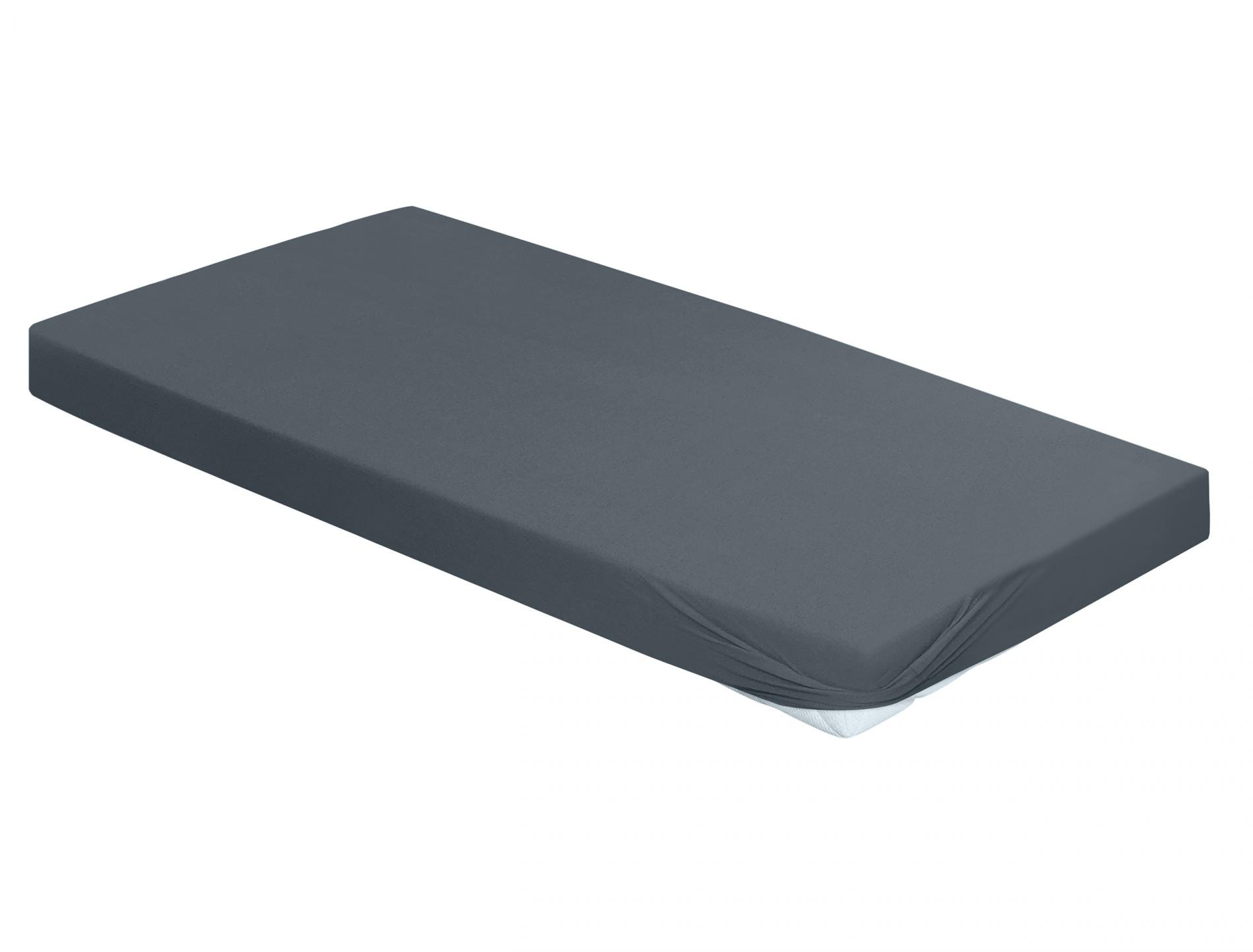 Spannbettlaken IRISETTE, B:100cm L:200cm, grau, Interlock-Jersey, Obermaterial: 100% Baumwolle, Bettlaken, "Neptun 5"