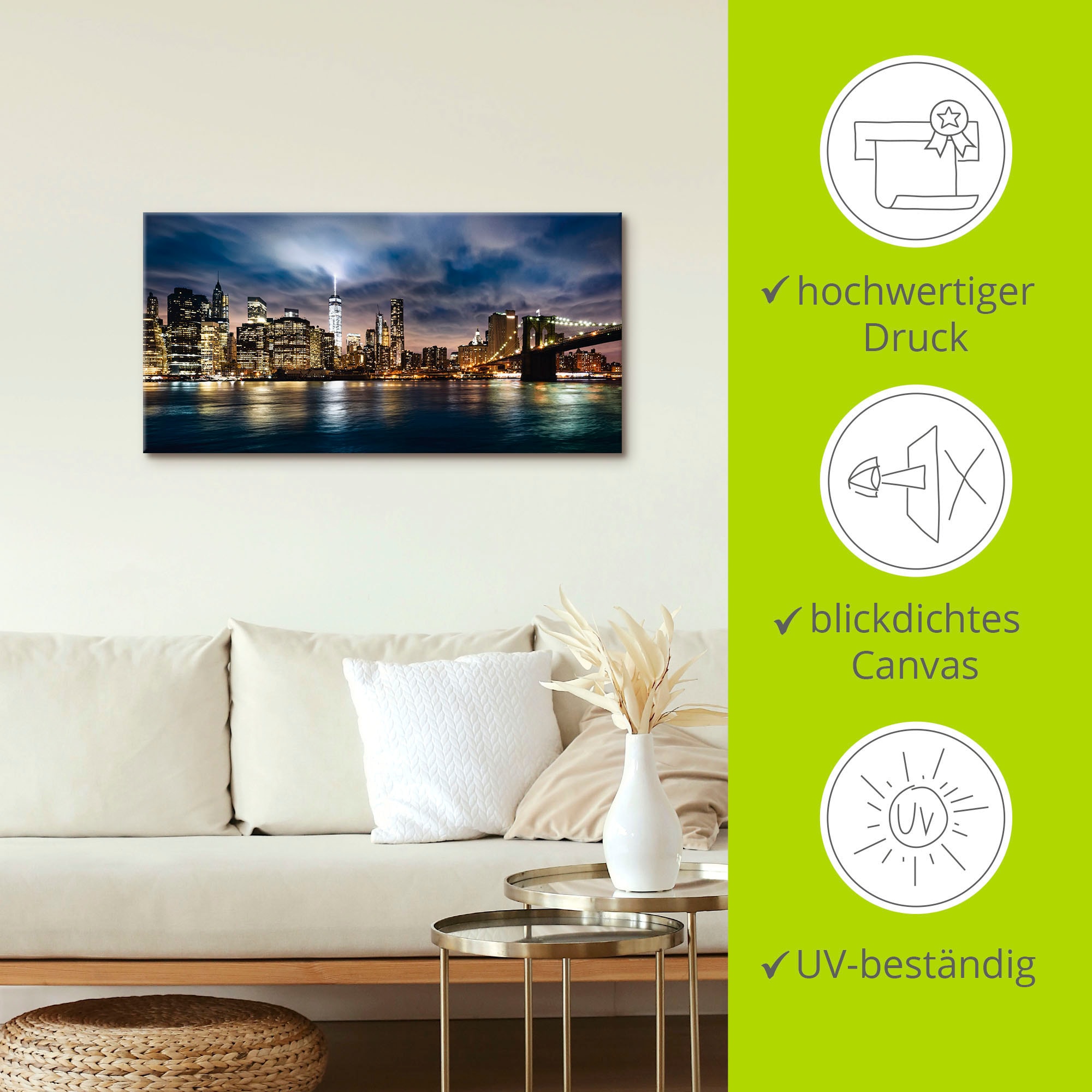 Artland Wandbild »Sonnenaufgang über Manhattan«, Amerika, (1 St.), als Alubild, Outdoorbild, Leinwandbild in verschied. Größen