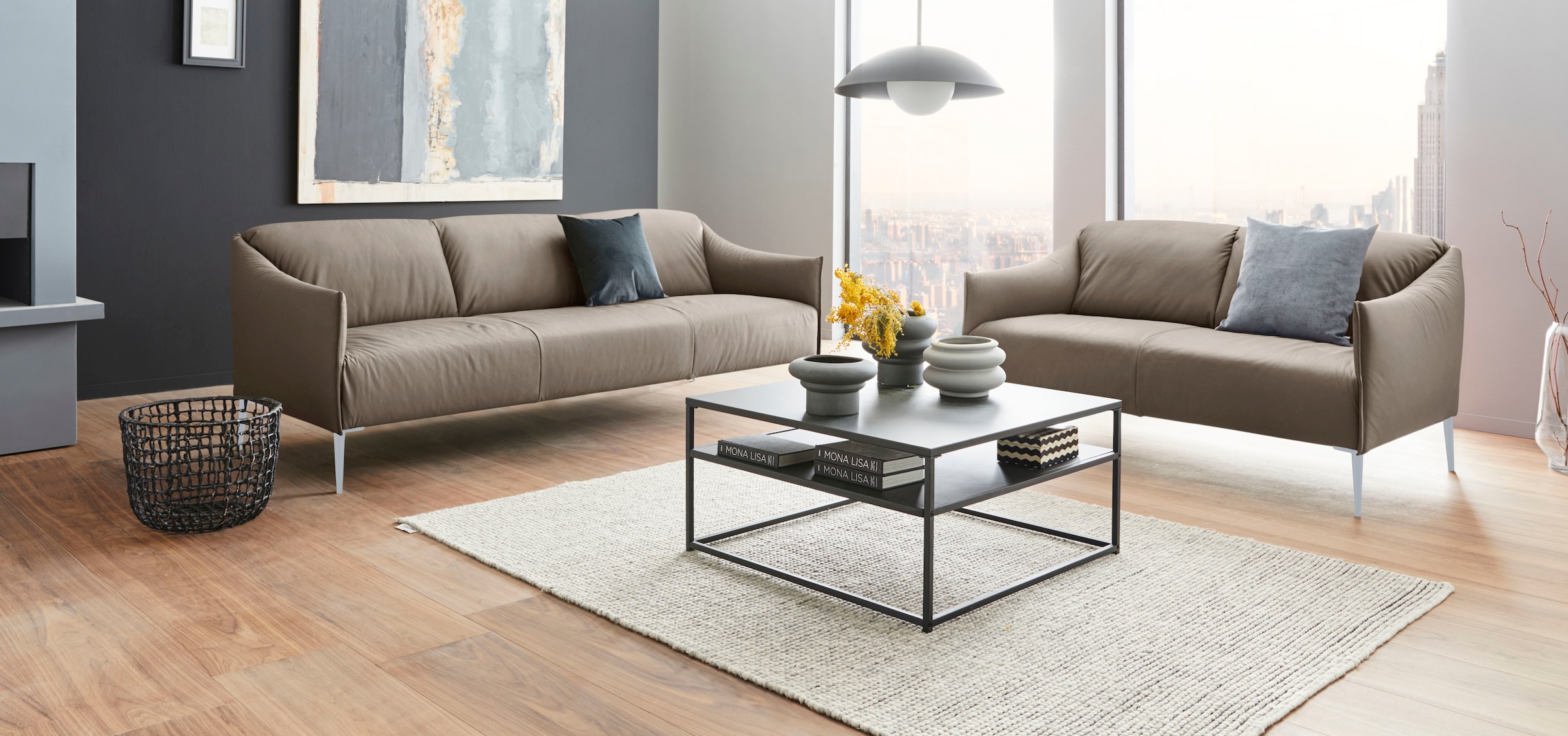 W.SCHILLIG 3-Sitzer »sally«, mit Metallfüßen in Silber matt, Breite 224 cm