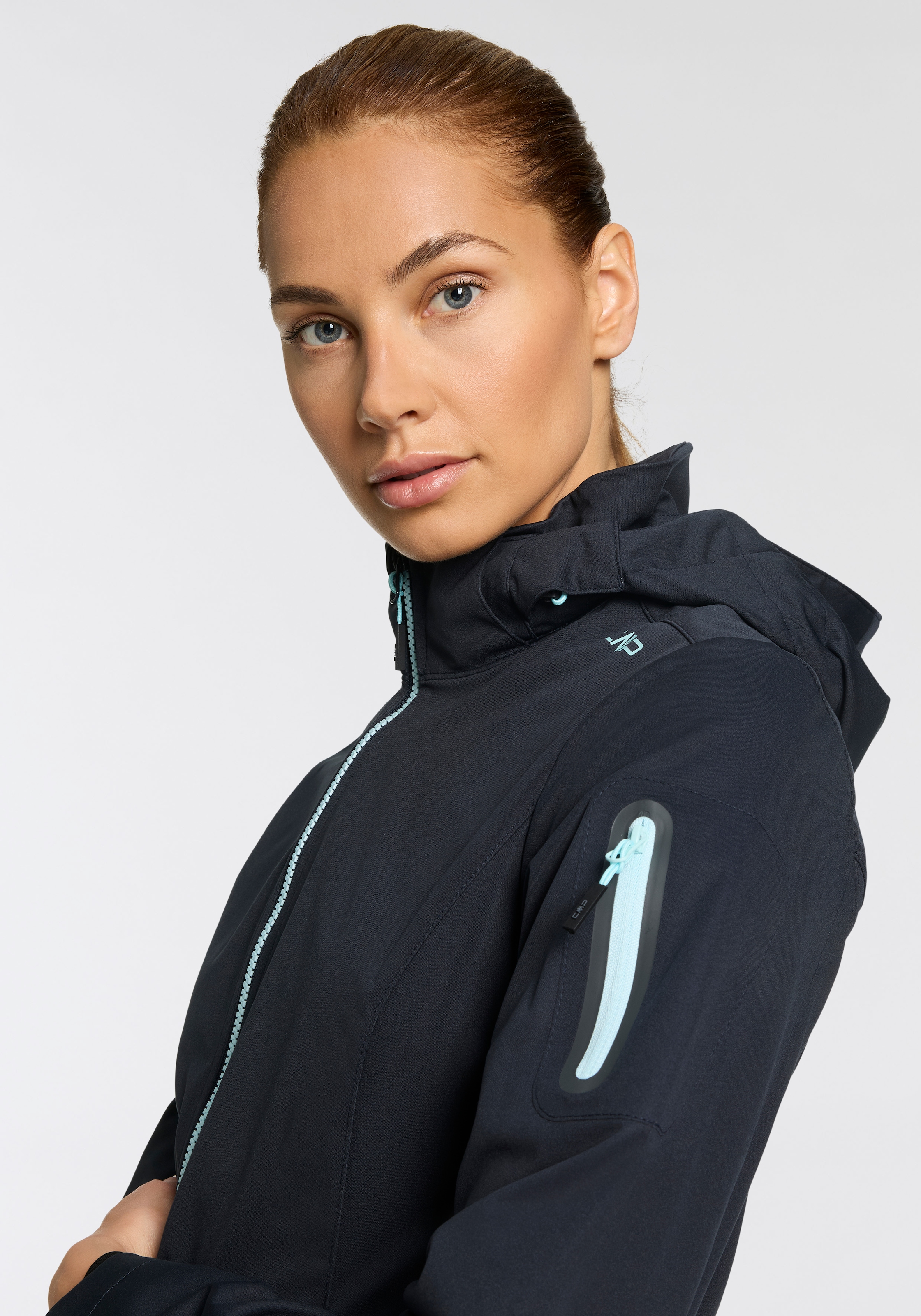 CMP Softshelljacke, mit Kapuze, Atmungsaktiv & Windabweisend & Wasserabweisend