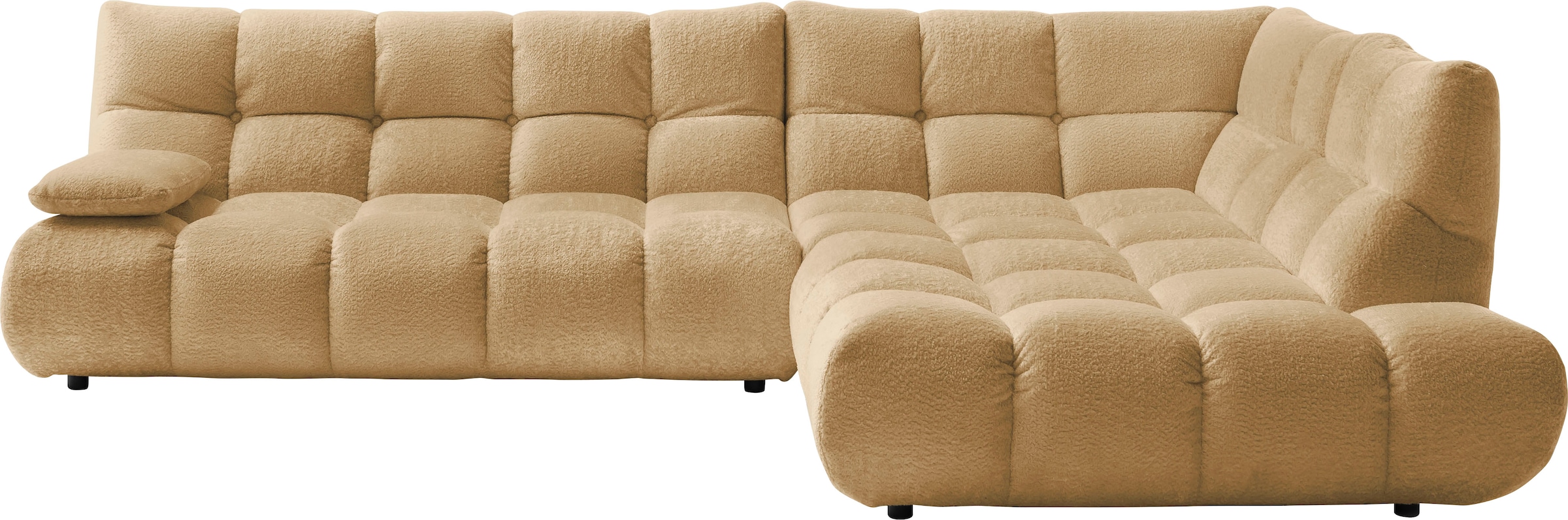 Home affaire Ecksofa "Cozy Bubble, mit klappbarer Armlehne, Breite 324 cm" mit eleganter Steppung, Rundumbezug & weicher Polsterung