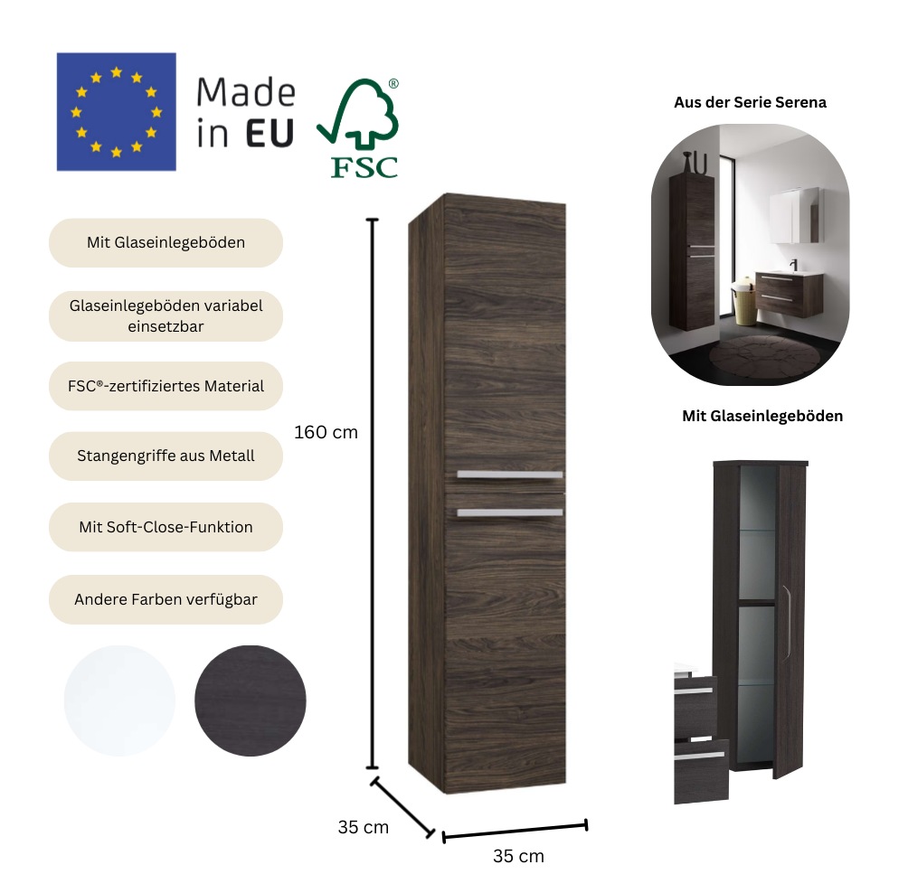 welltime Hochschrank »Serena«, mit Soft-Close-Funktion, Breite 35 cm, FSC®-zertifiziertes Material