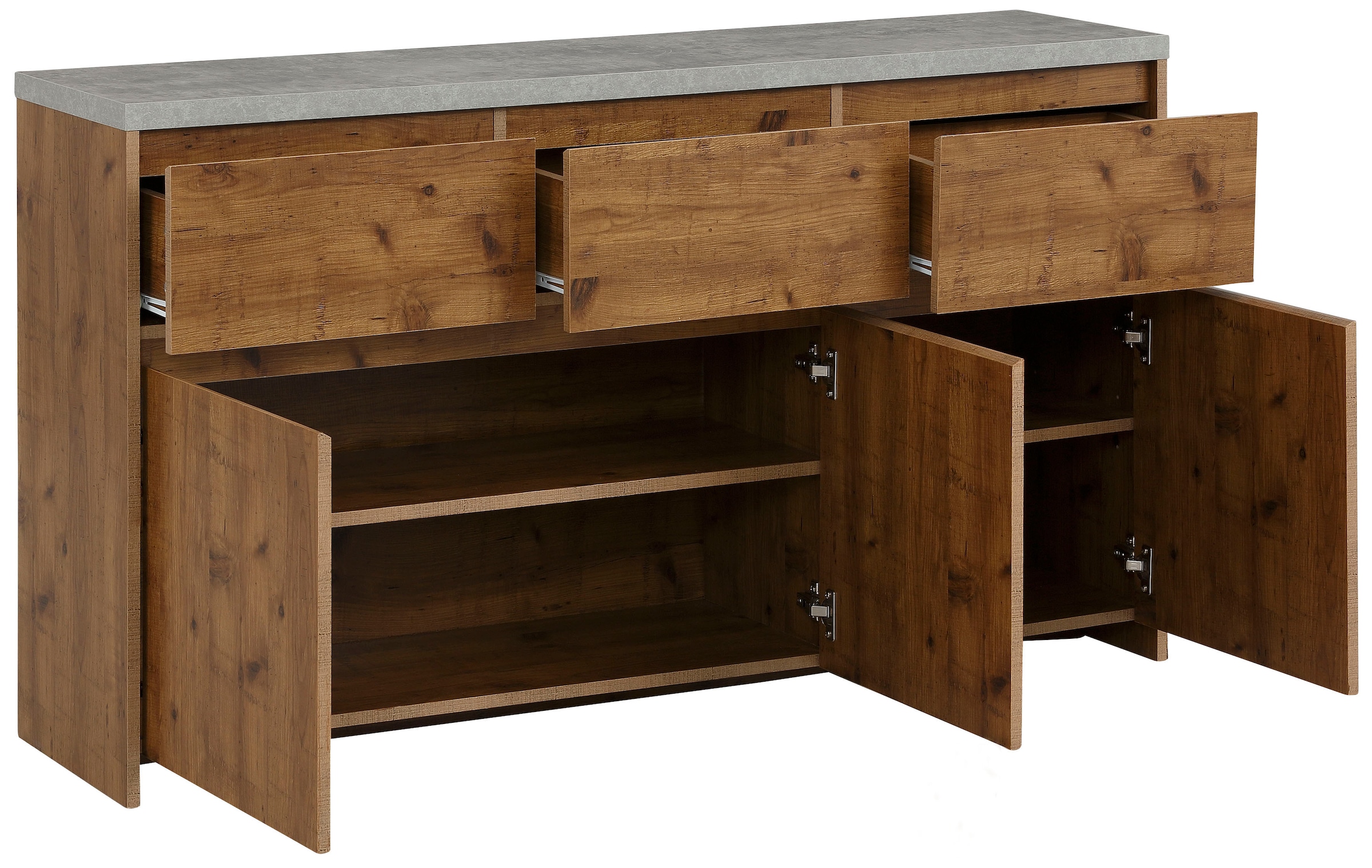 Home affaire Highboard »Maribo«, Kommode im modernen Landhaus-Stil, mit Betontopplatte, Breite 140 cm