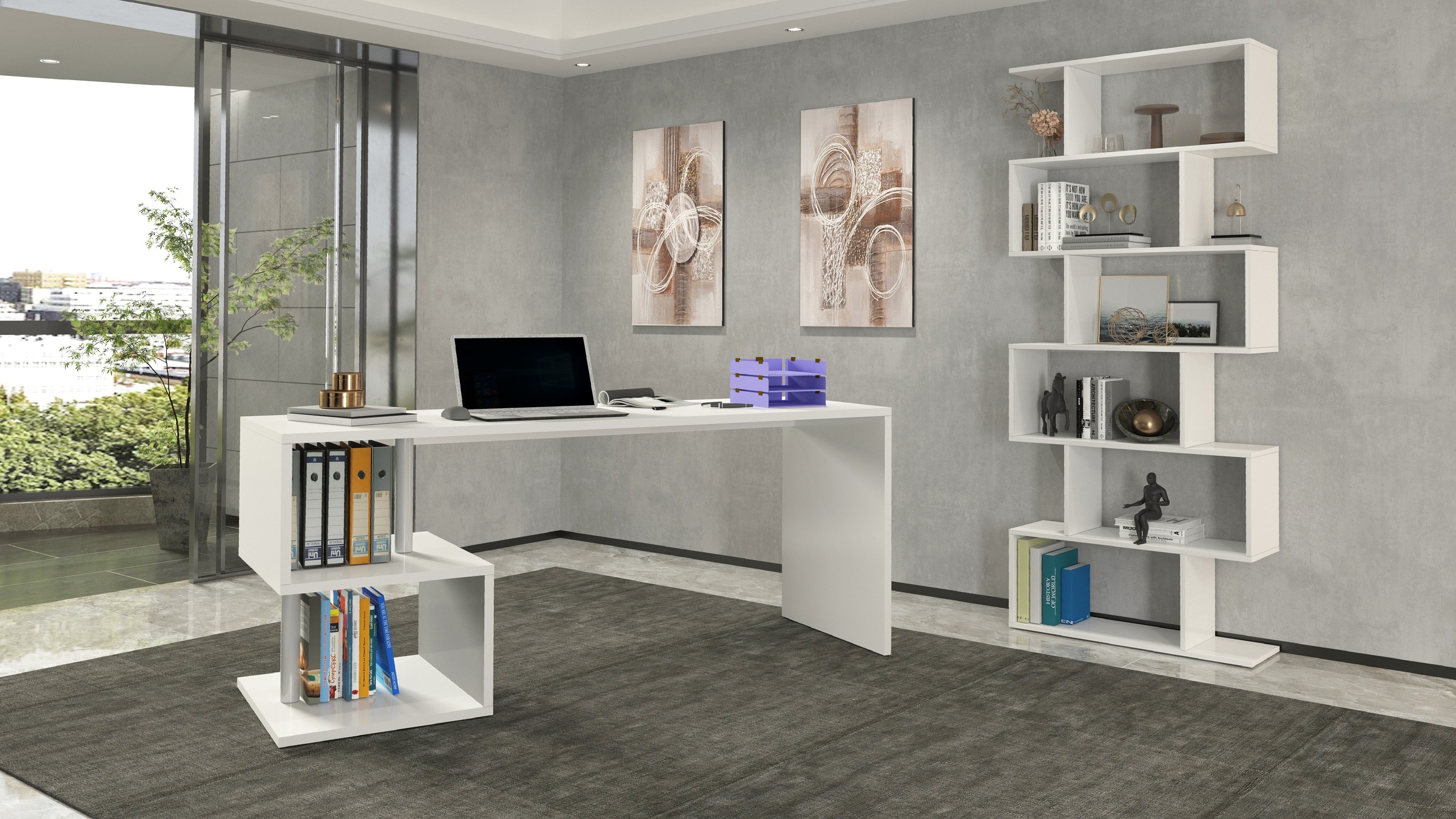 Home Affaire Esse Desk 180x60x77.5cm White High Gloss 2