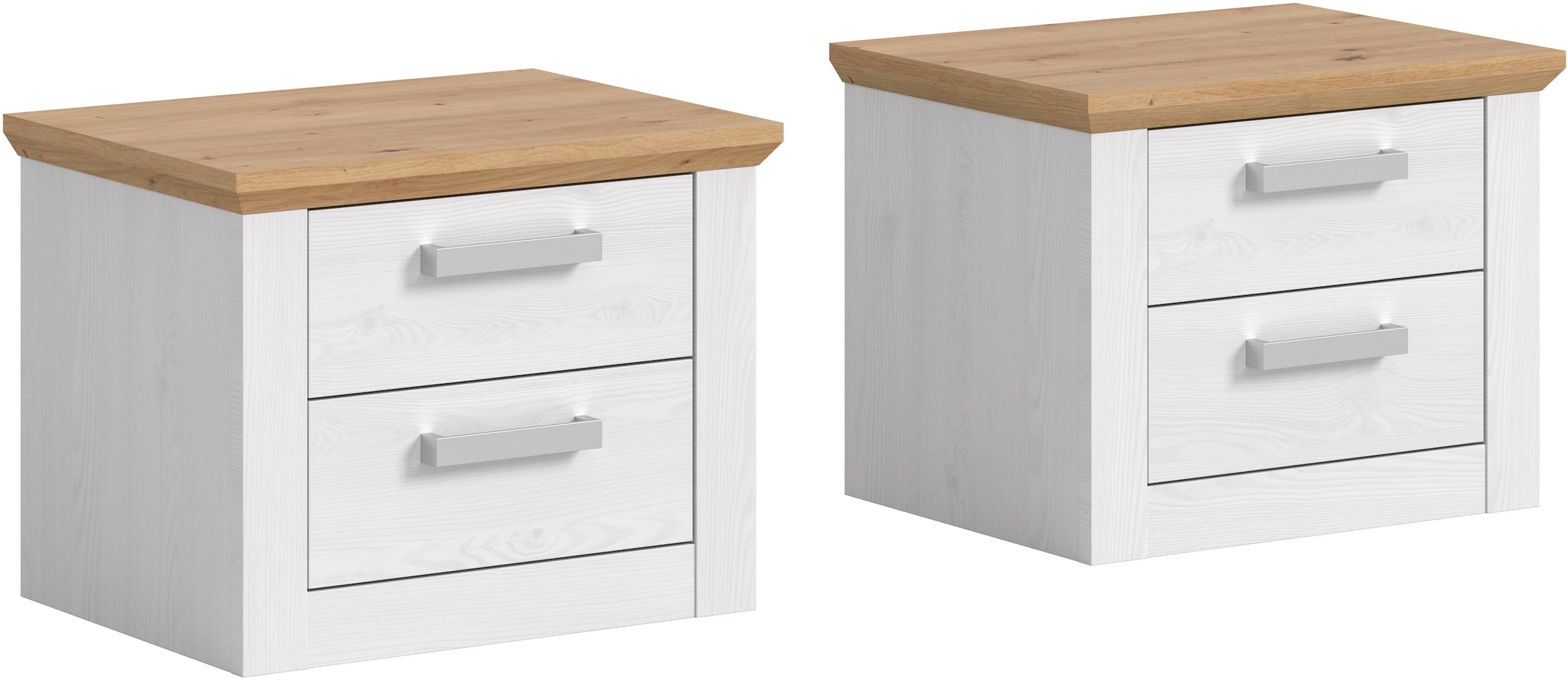 Home affaire Nachtschrank "COSENZA, 2er Set, Breite je 54cm, in Landhausoptik" 2er Set, inklusive je 2 Schubkästen mit Vollauszug, Nachtkommode, Nachtische, Kommode, Nako, Beistelltisch