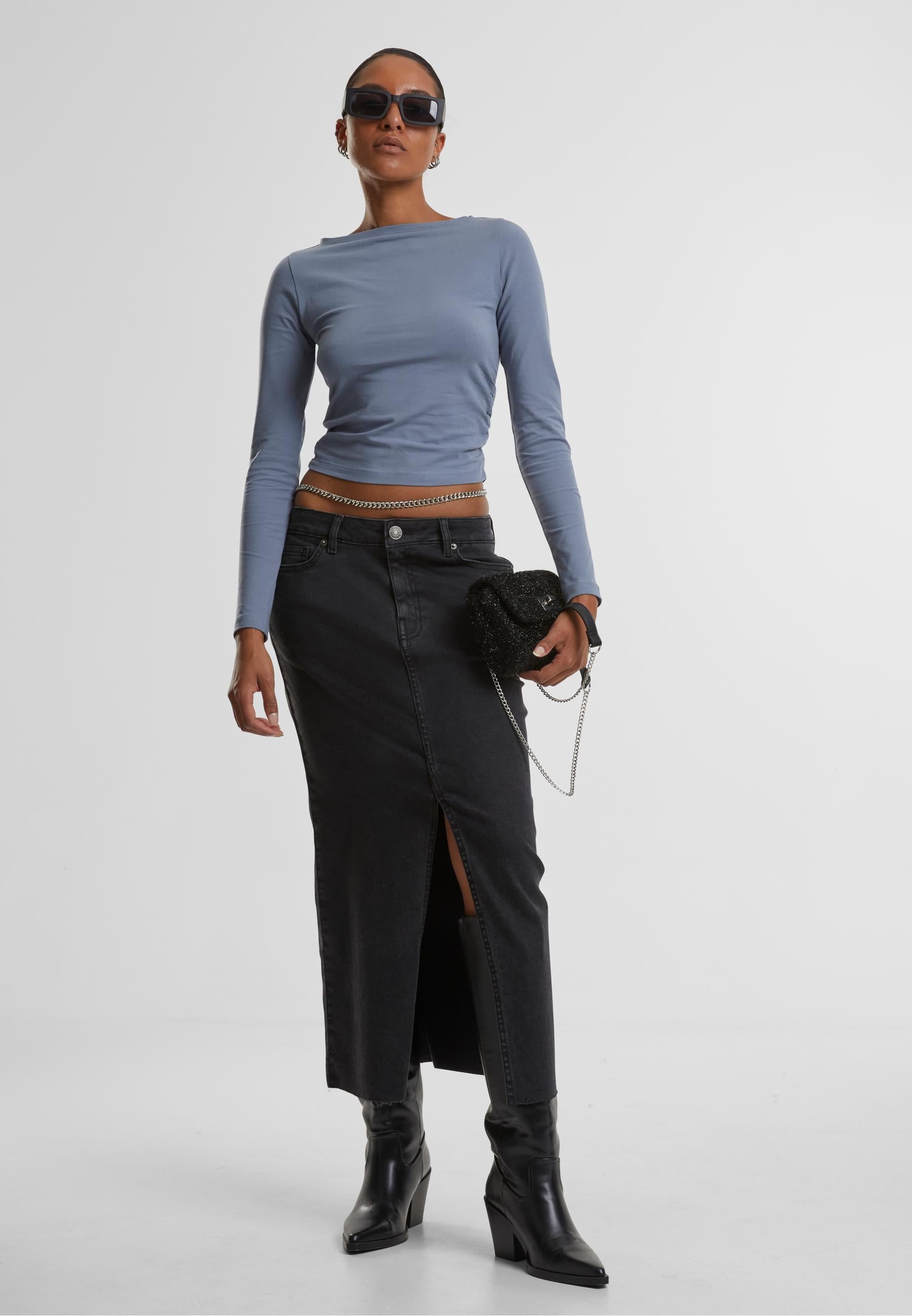 URBAN CLASSICS Longsleeve »Urban Classics Ladies Ruffled Super Slim Longsleeve«, (1 tlg.)