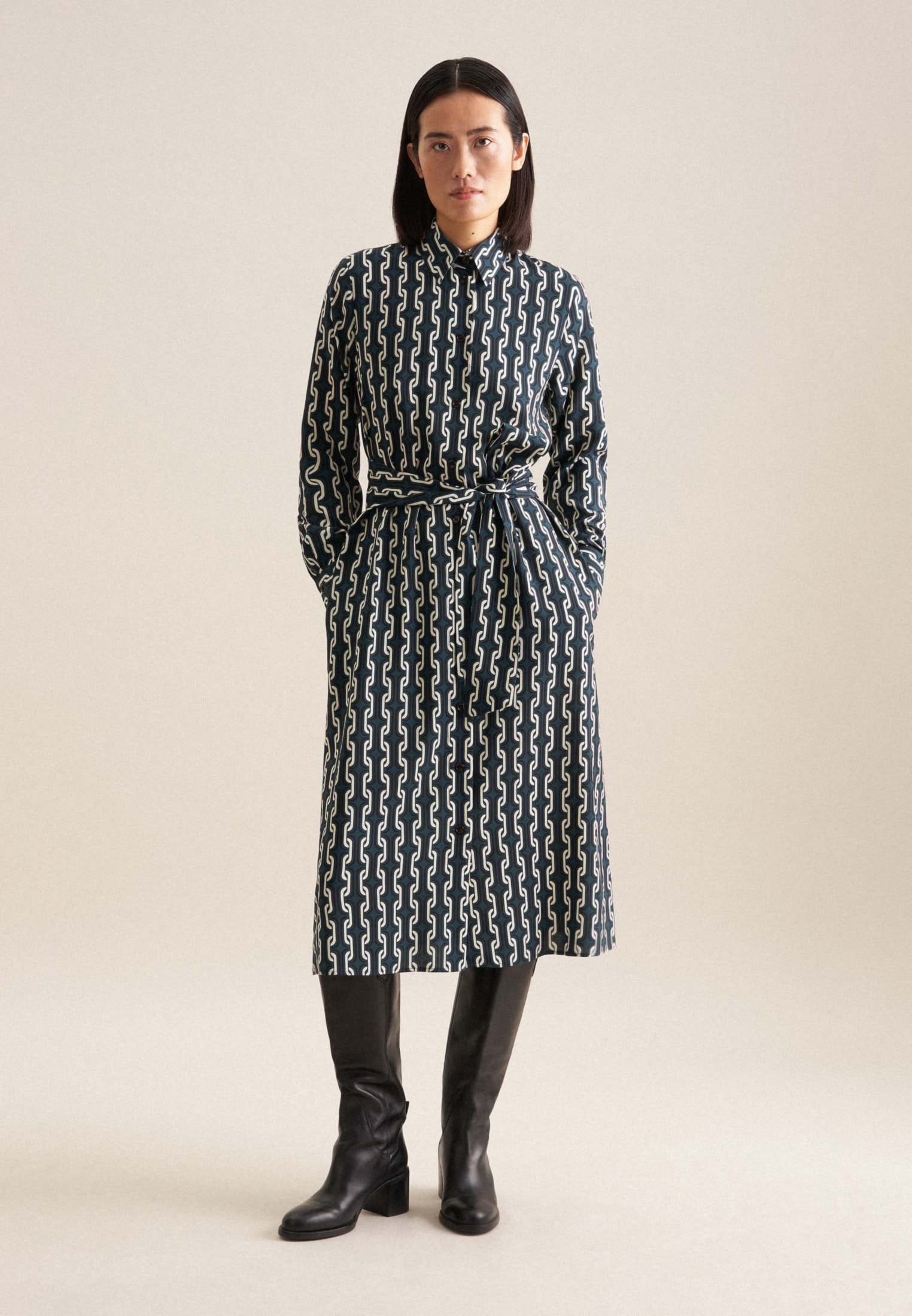 seidensticker Sommerkleid "Schwarze Rose" 1/1 Kragen Druck günstig online kaufen