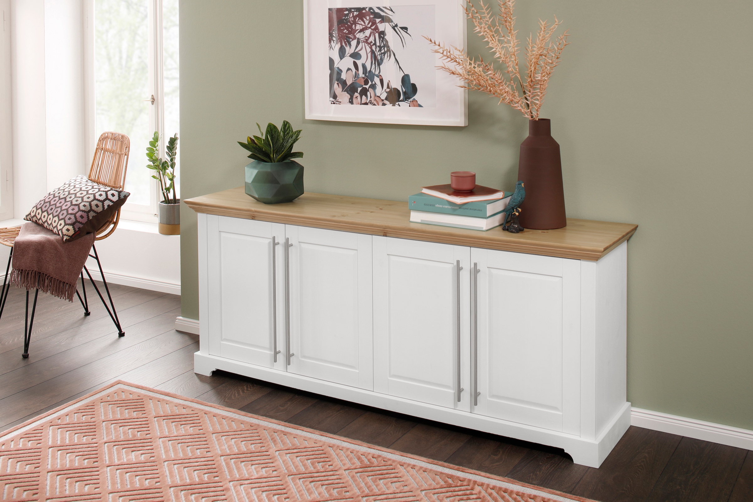 Home affaire Kommode »Meliss«, aus massiver Kiefer, FSC® zertifiziert, 4-türig, Breite 171 cm