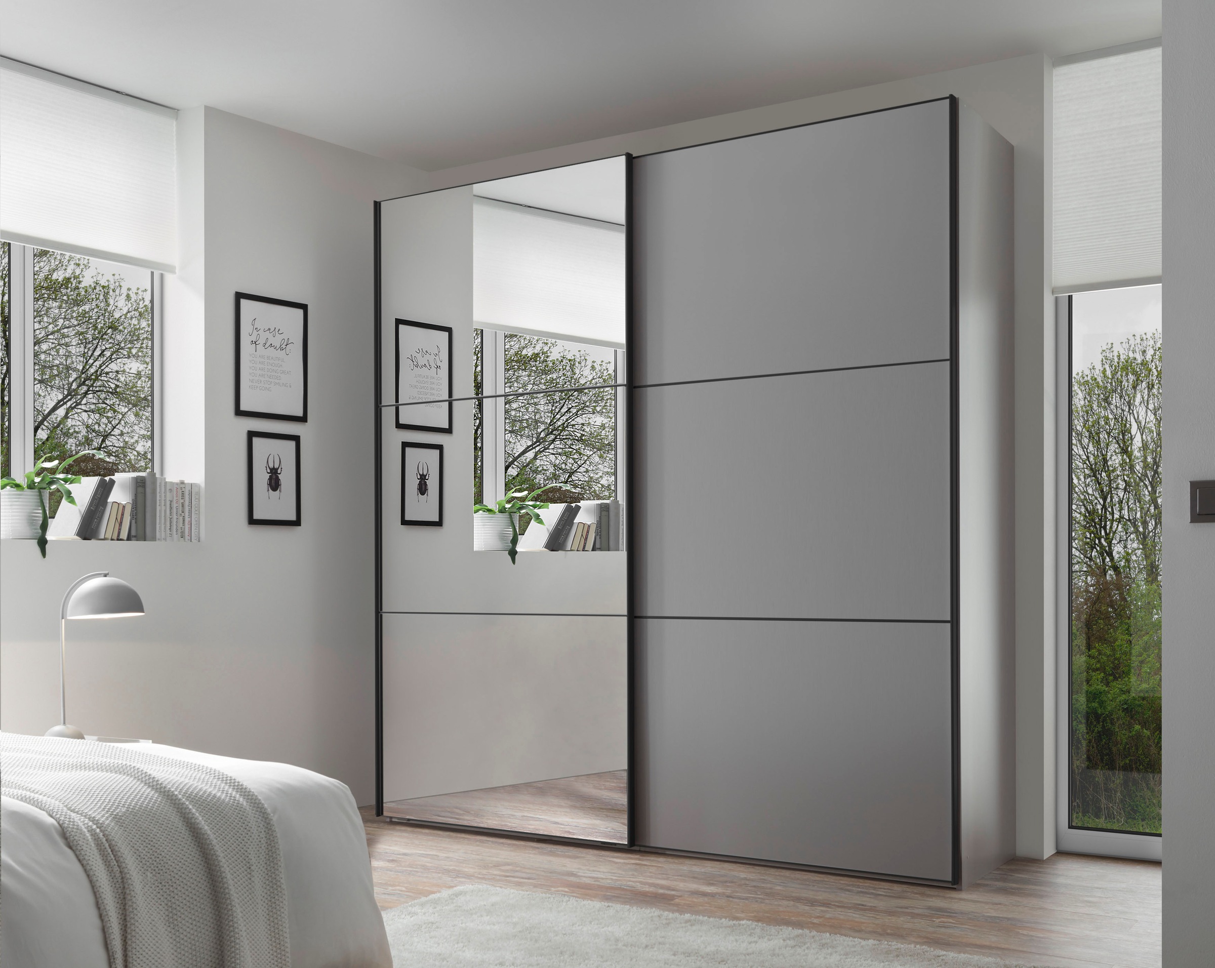 STAUD Schwebetürenschrank »Includo, Made in Germany«, Mit Spiegeltüre und vier verschiedenen Ausstattungsvarianten