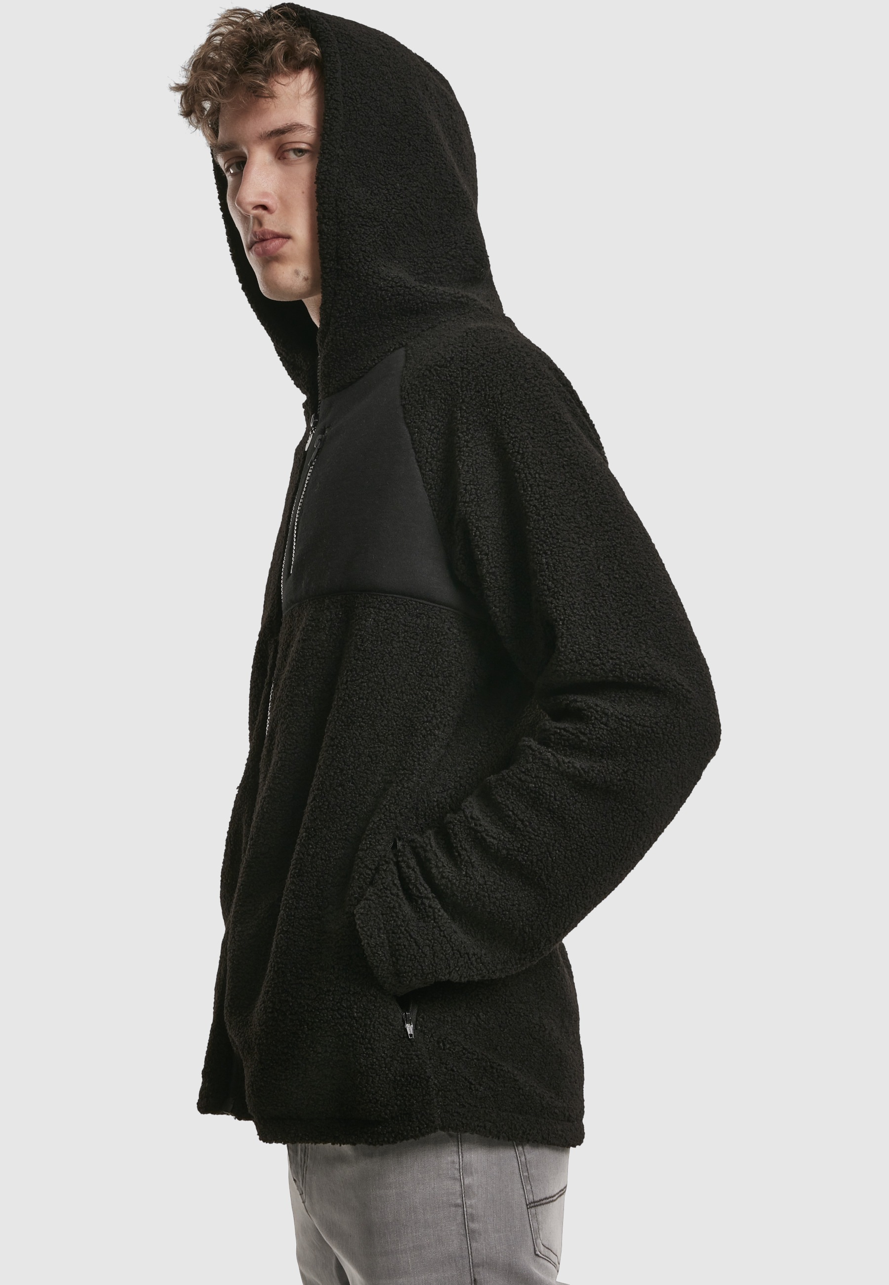 URBAN CLASSICS Kapuzenpullover »Urban Classics Herren Hooded Sherpa Zip Jacket« 1 tlg.