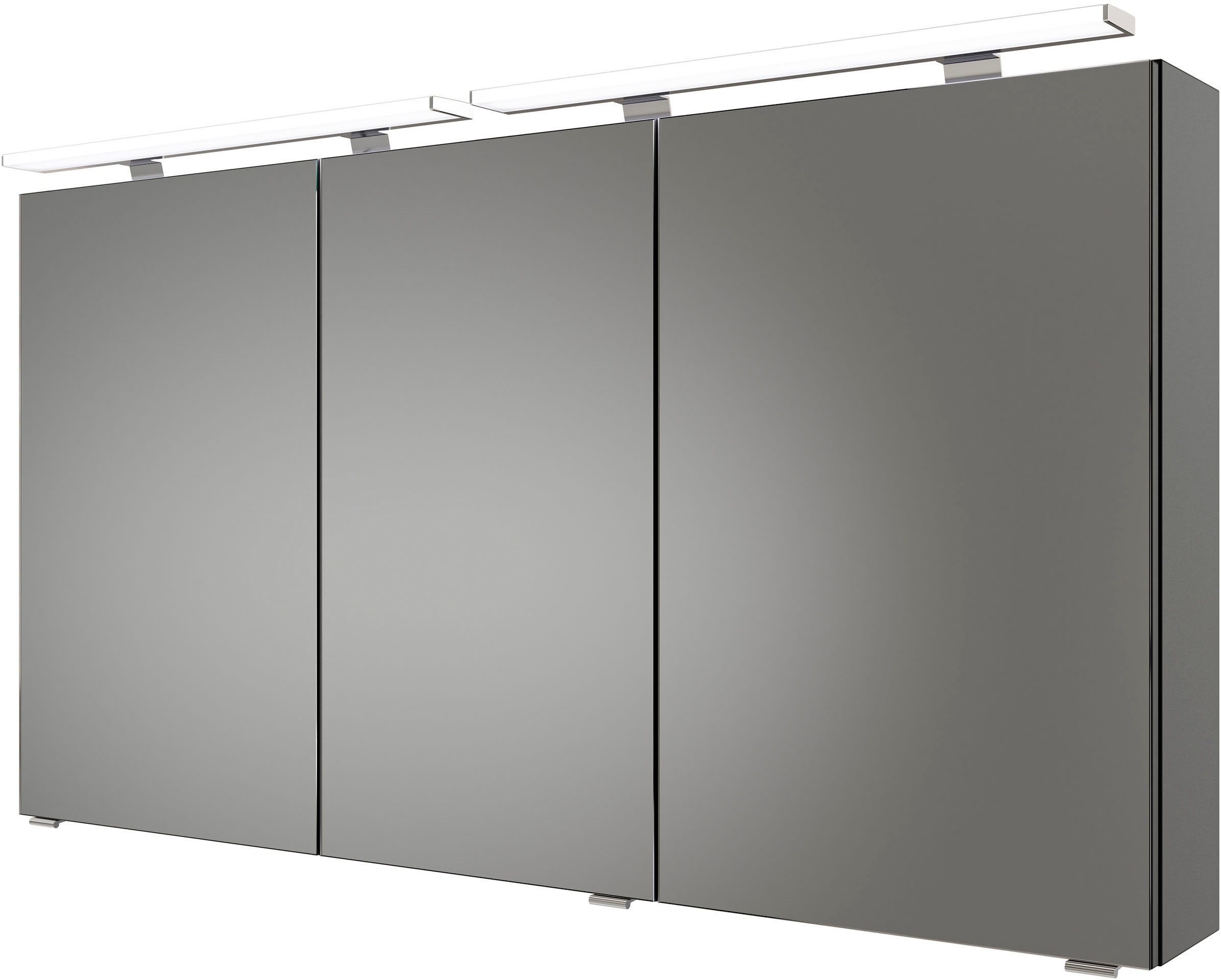 Saphir Badmöbel-Set »Serie 6025 2-teilig Mineralmarmor-Waschtisch mit LED-Spiegelschrank«, (2 St.), Waschplatz 132cm breit, 4 Schubladen, 2 Spiegel-Türen, inkl Türdämpfer