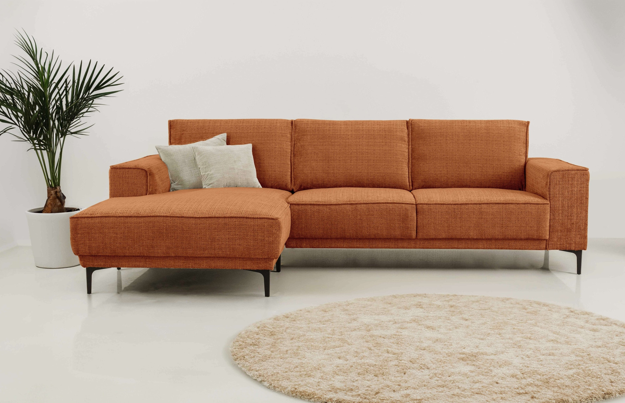 Places of Style Ecksofa "Polsterecke Oland, Struktur, Flachgewebe, Luxus-Mi günstig online kaufen
