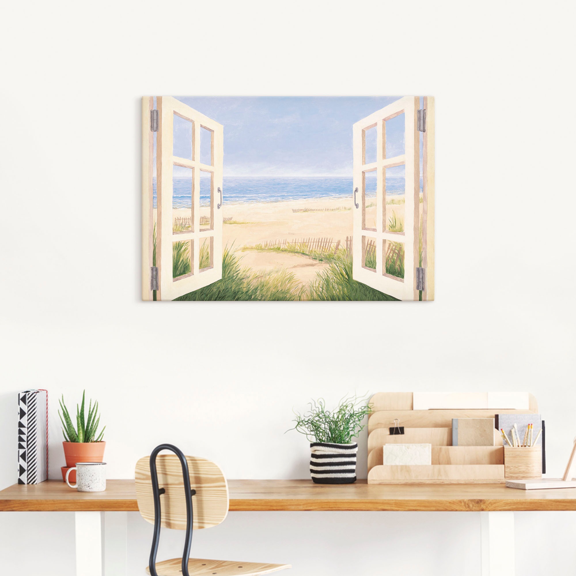 Artland Leinwandbild "Fensterblick Frühlingsmorgen" Fensterblick 1 Stk. tlg günstig online kaufen