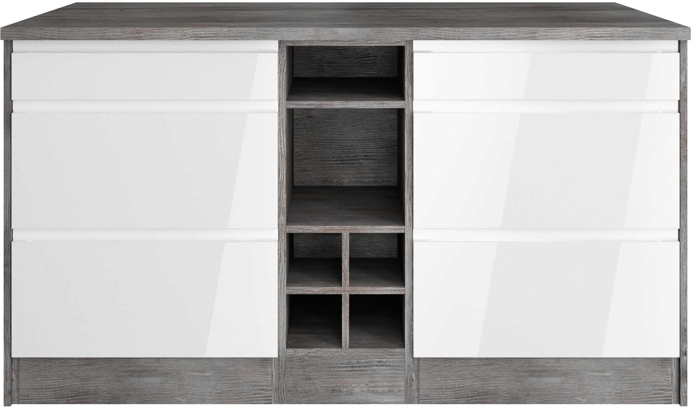 KOCHSTATION Kücheninsel "KS-Virginia" Breite 153 cm, MDF-Fronten, Flaschenr günstig online kaufen