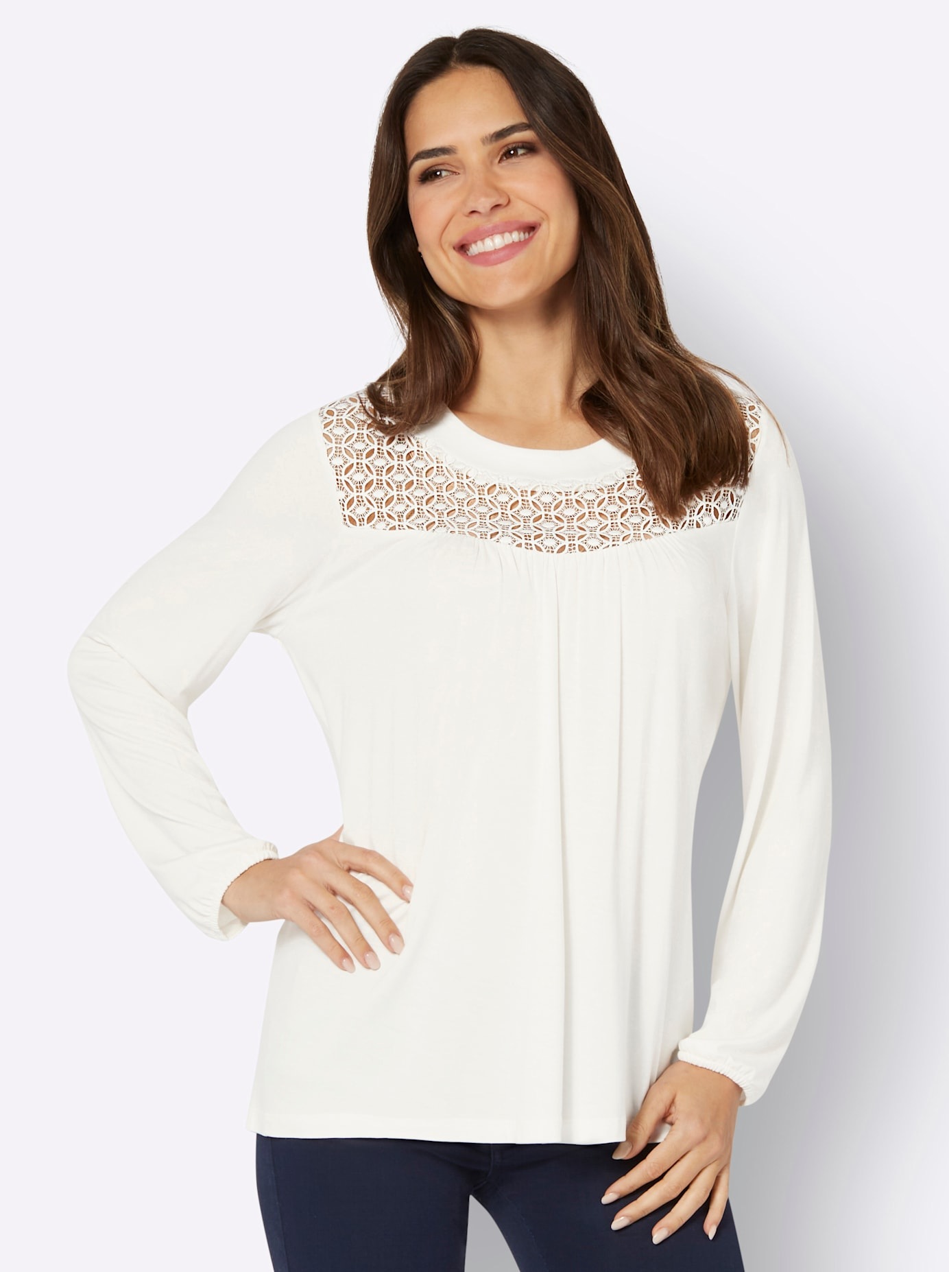 Classic Basics Spitzenshirt "Langarm-Shirt" 1 Stk. tlg. günstig online kaufen