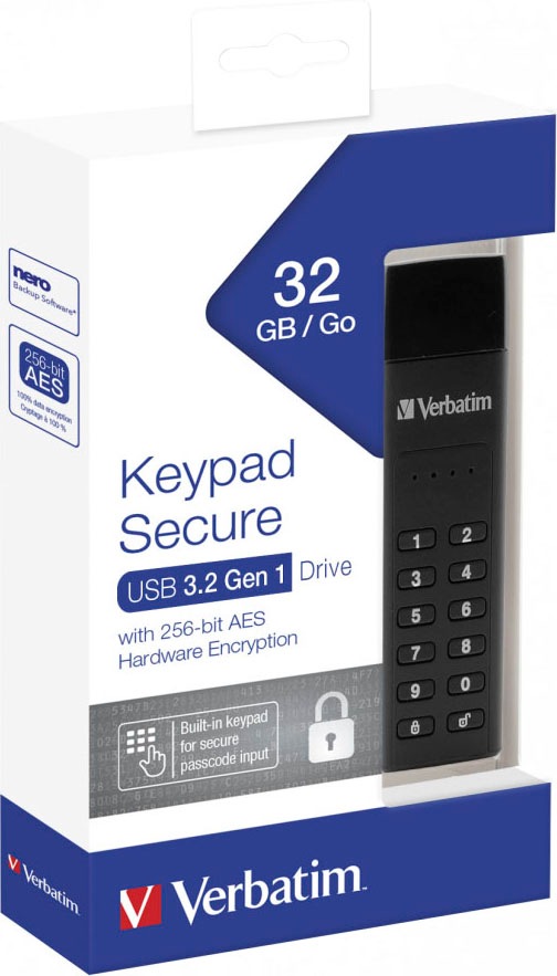 Verbatim USB-Stick »Keypad Secure 32GB«, (USB 3.2 Lesegeschwindigkeit 160 MB/s)