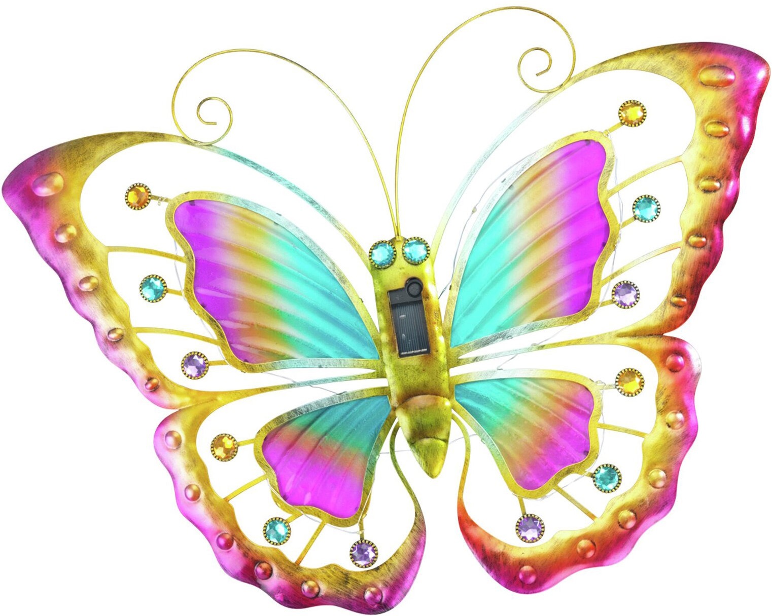 LED Gartenleuchte MAXIMEX "Modell Schmetterling", mehrfarbig, B:40cm H:3cm L:54cm, Leuchten, LED Gartenleuchte, solarbetriebene Gartendekoration, leuchtet bis zu 10 Stunden