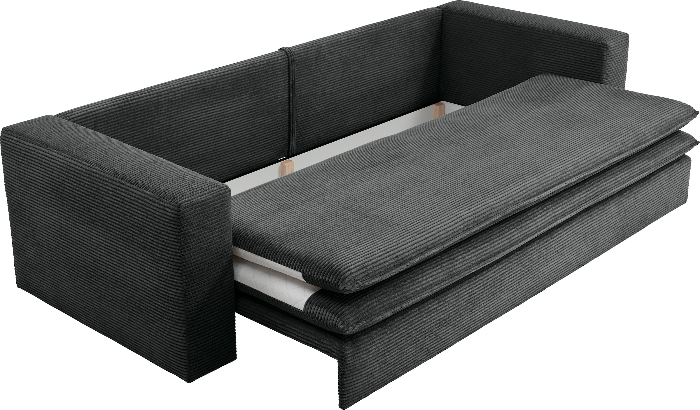 Places of Style Sitzgruppe »PIAGGE«, (2 tlg.), 3-Sitzer-Sofa mit Bettfunktion und Loveseat-Hocker im Set