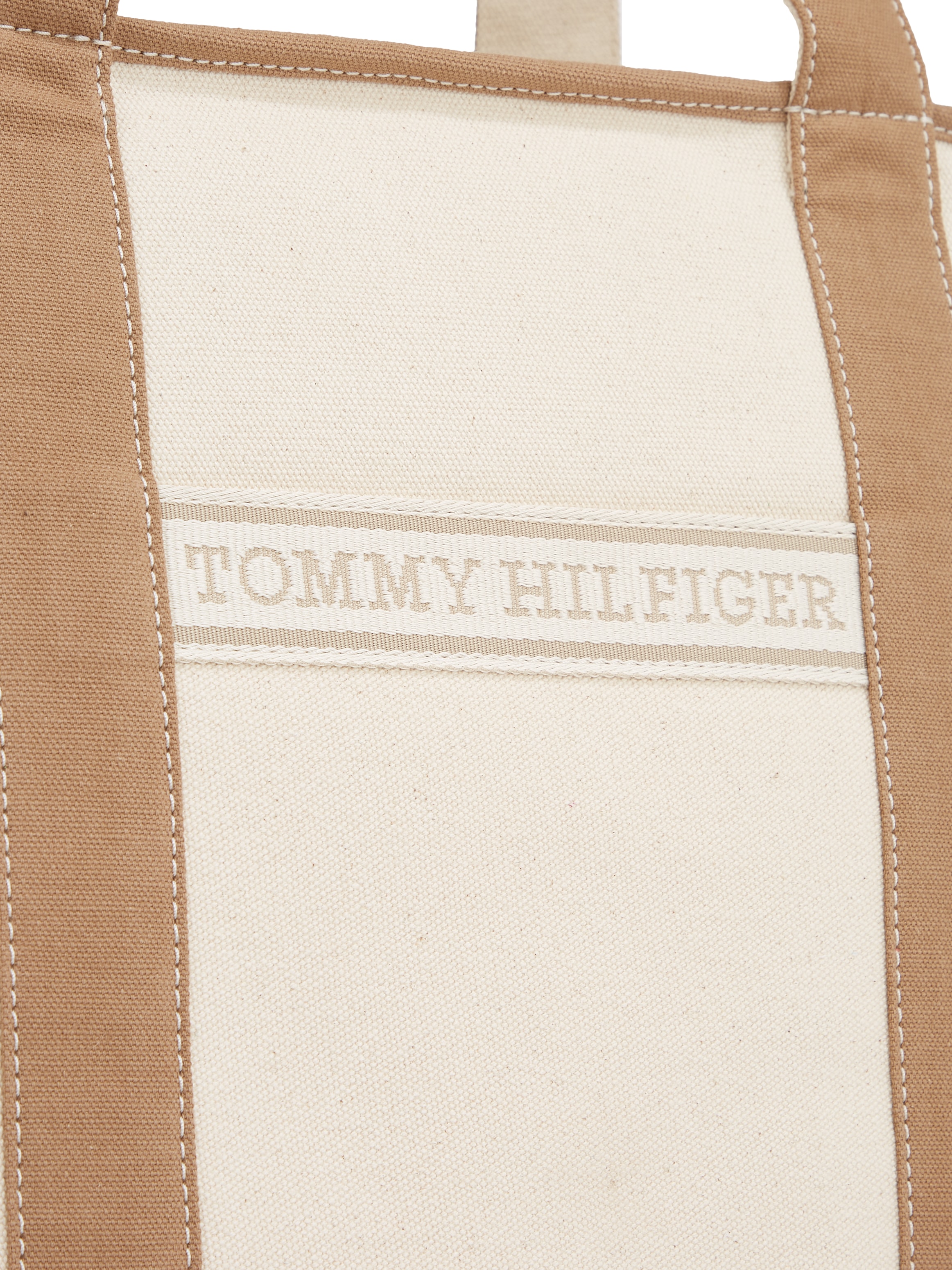 Tommy Hilfiger Tragetasche »TH SUMMER CANVAS TOTE«, Damen Henkeltasche, Beuteltasche, Strandtasche mit Kontrastbesatz