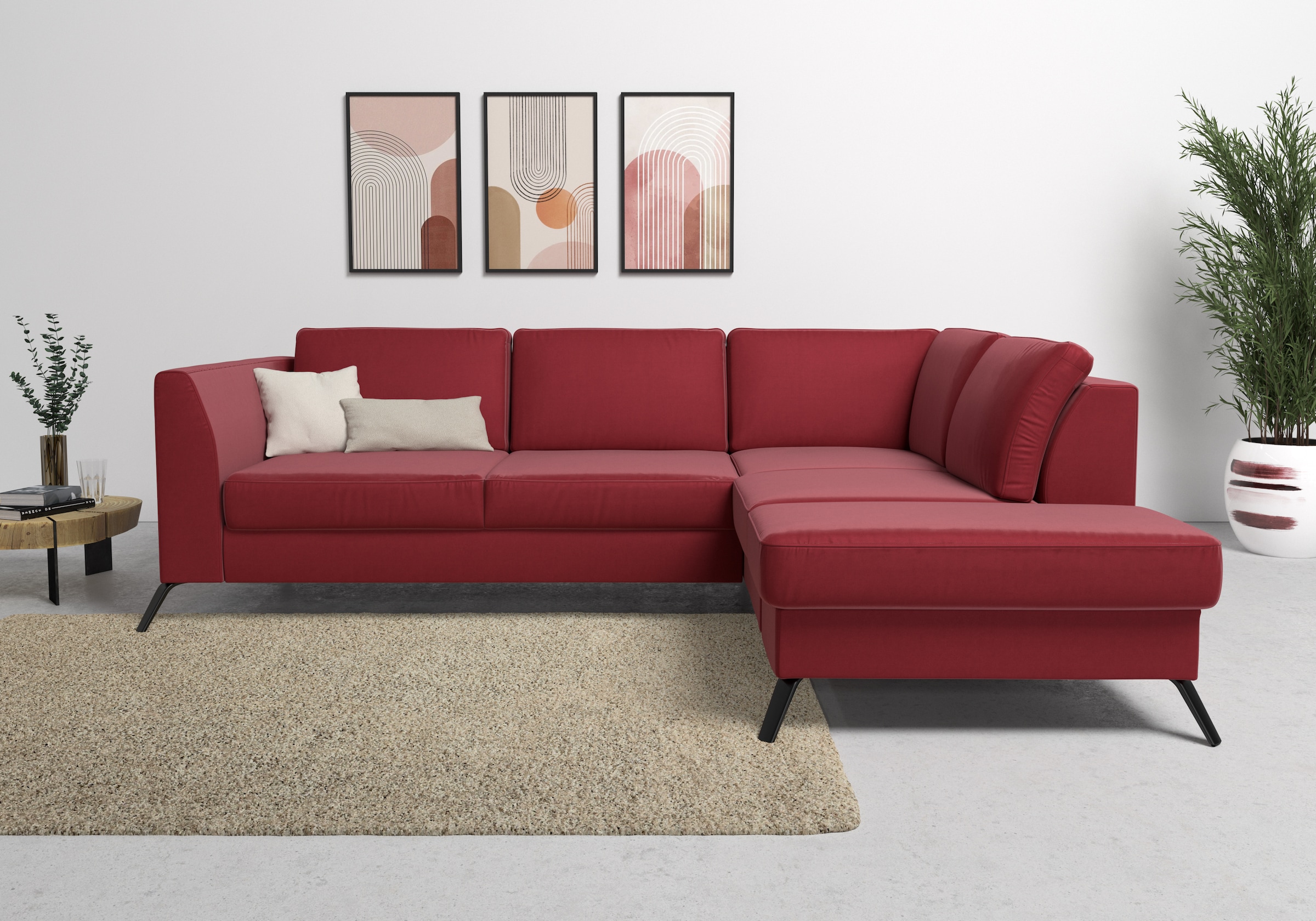 sit&more Ecksofa "Olsen L-Form" inklusive Sitztiefenverstellung, optional Schlaffunktion, 15cm hoch