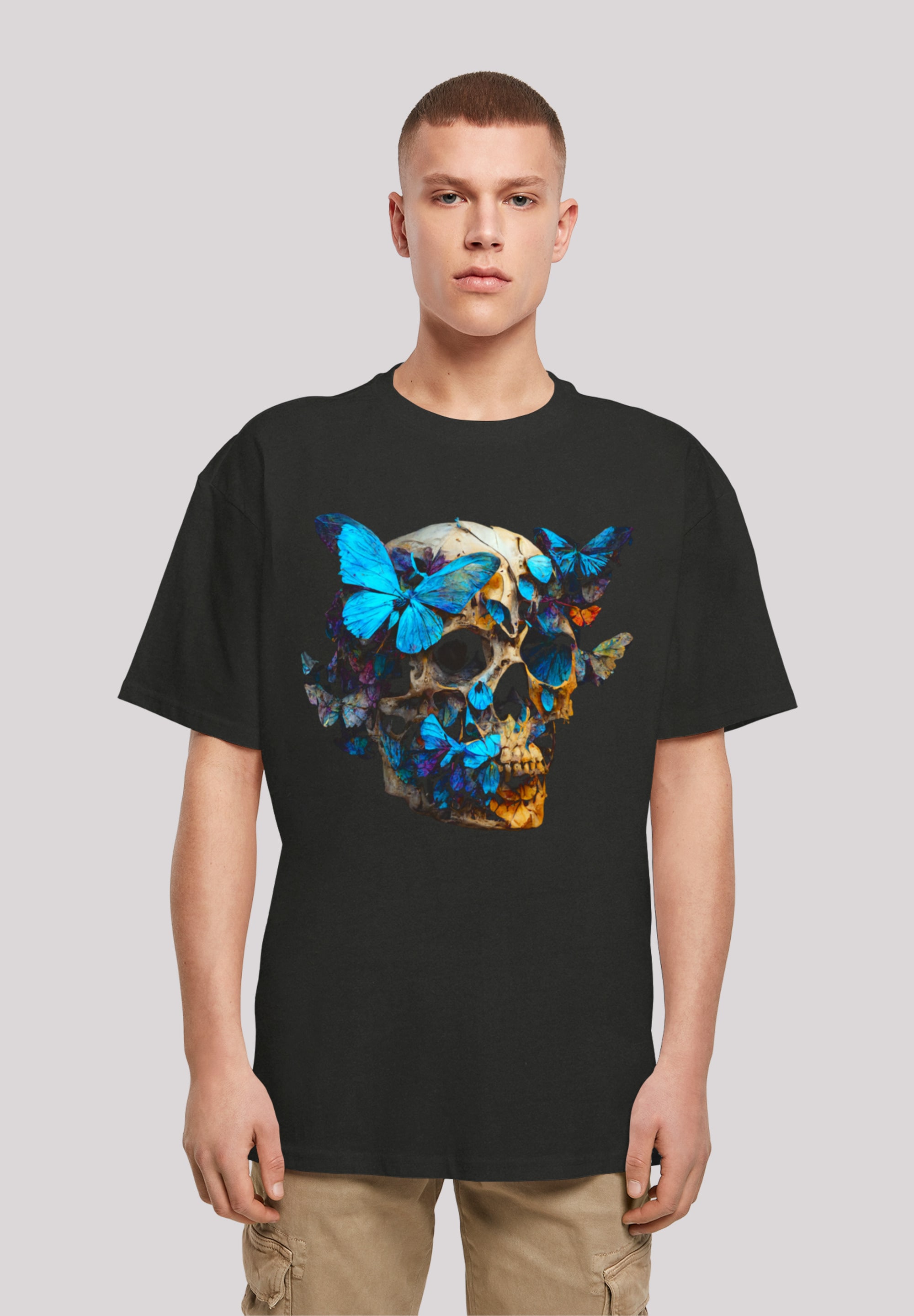 ▷ T-Shirt bestellen BAUR TEE«, Print »Schmetterling | OVERSIZE F4NT4STIC Skull