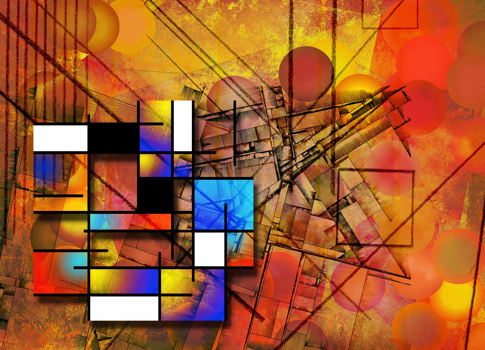 Papermoon Fototapete "MODERNE KUNST-ABSTRAKT MALEREI 3D GEOMETRISCH ART"