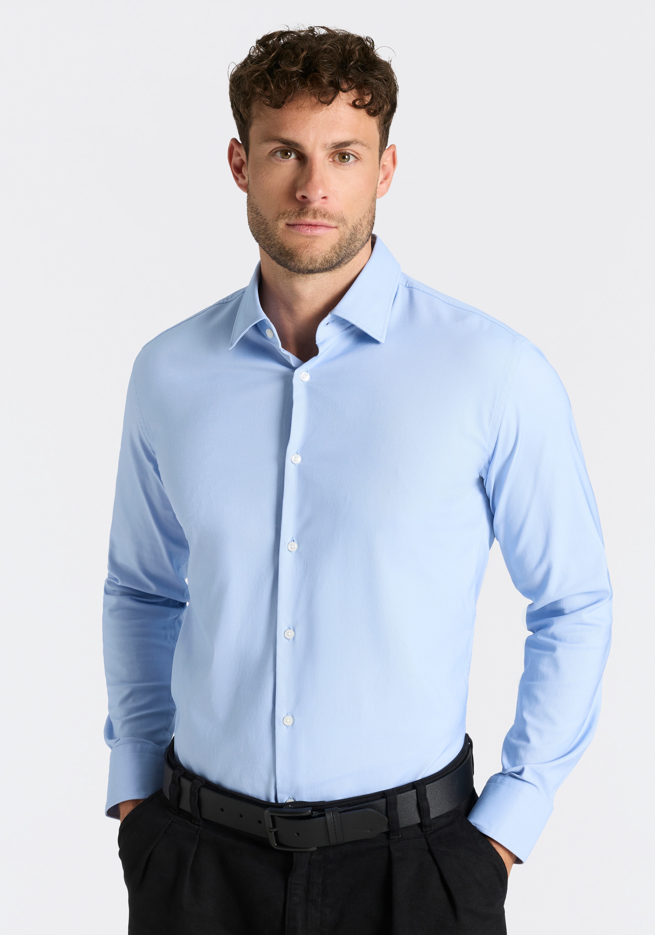 BOSS Businesshemd Slim-Fit, aus funktionalem Stretch-Twill, Kentkragen günstig online kaufen