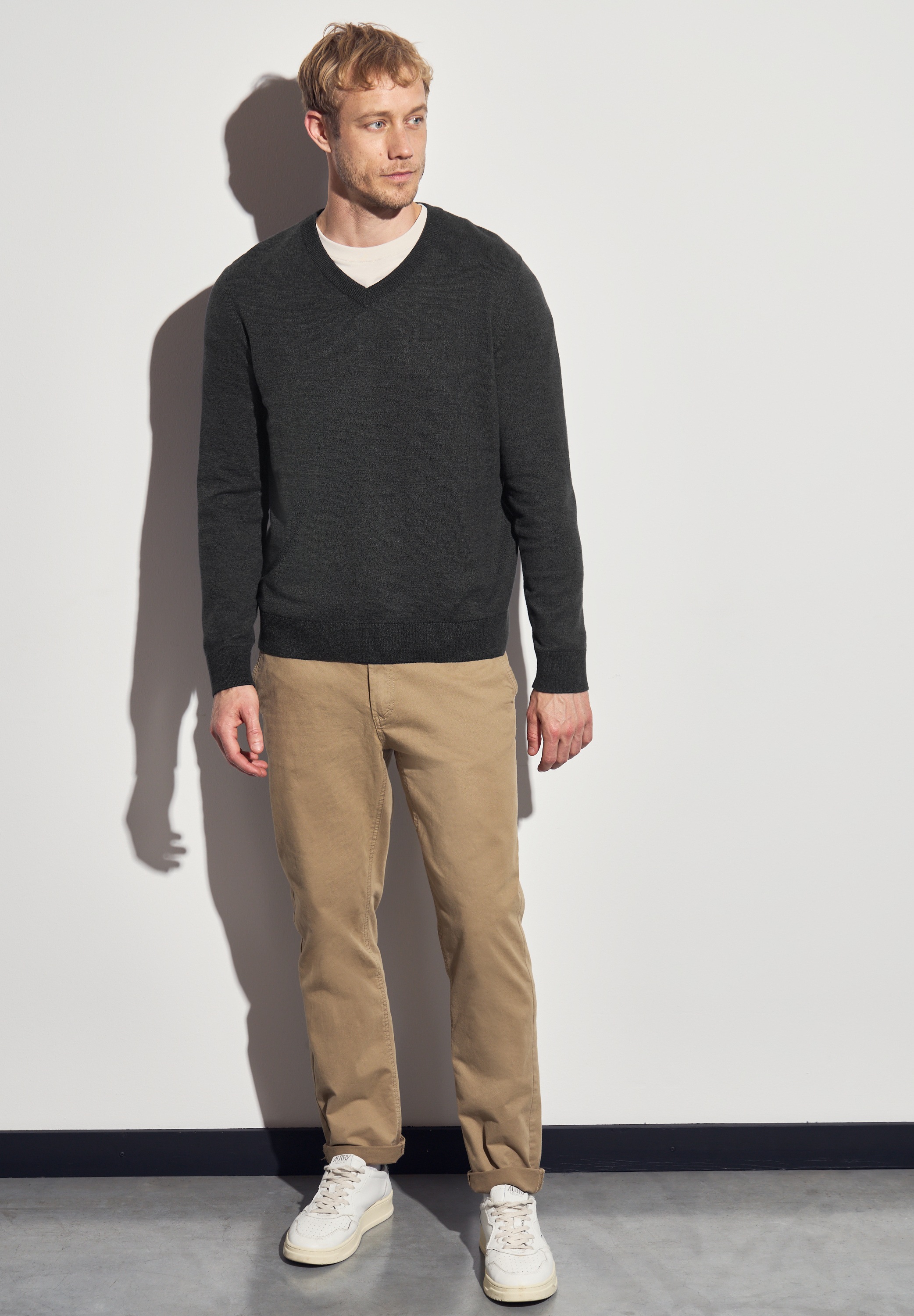 STREET ONE MEN Strickpullover, aus reiner Baumwolle